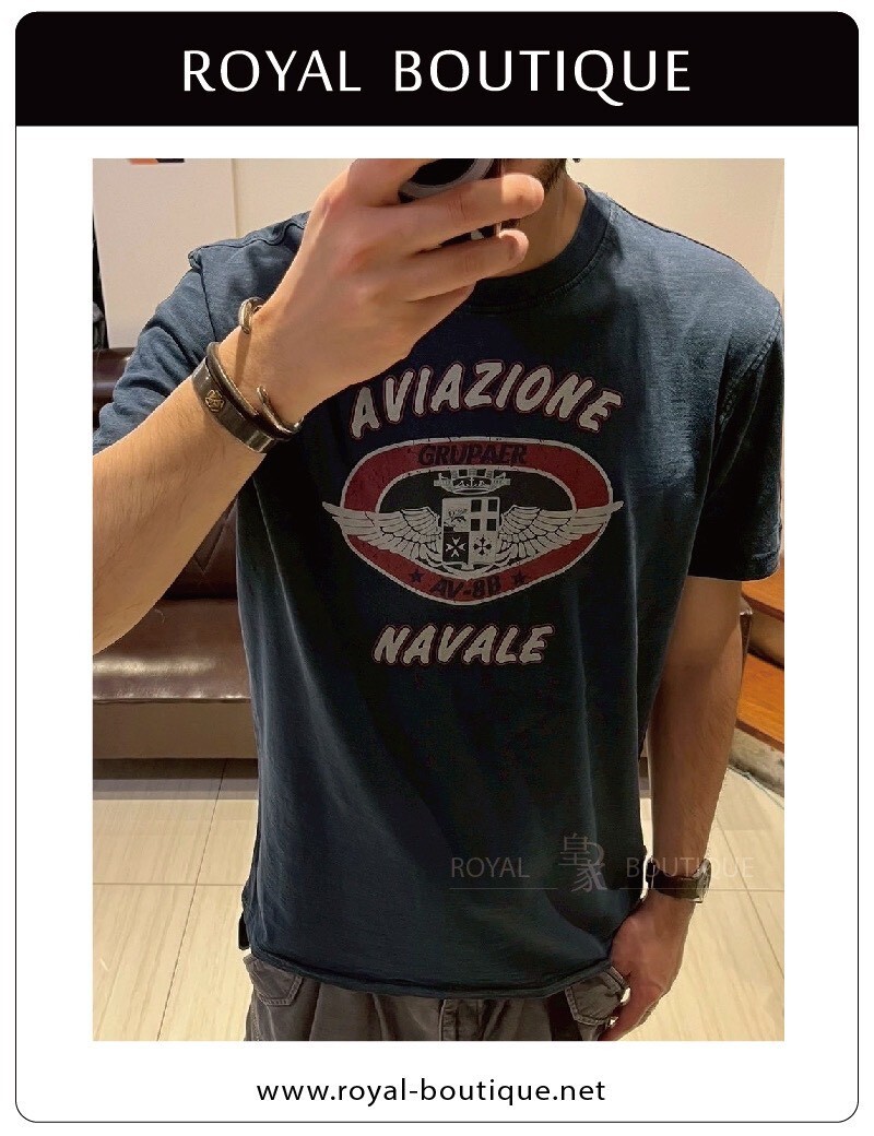 MARINA MILITARE VINTAGE斑駁印花竹節棉短T