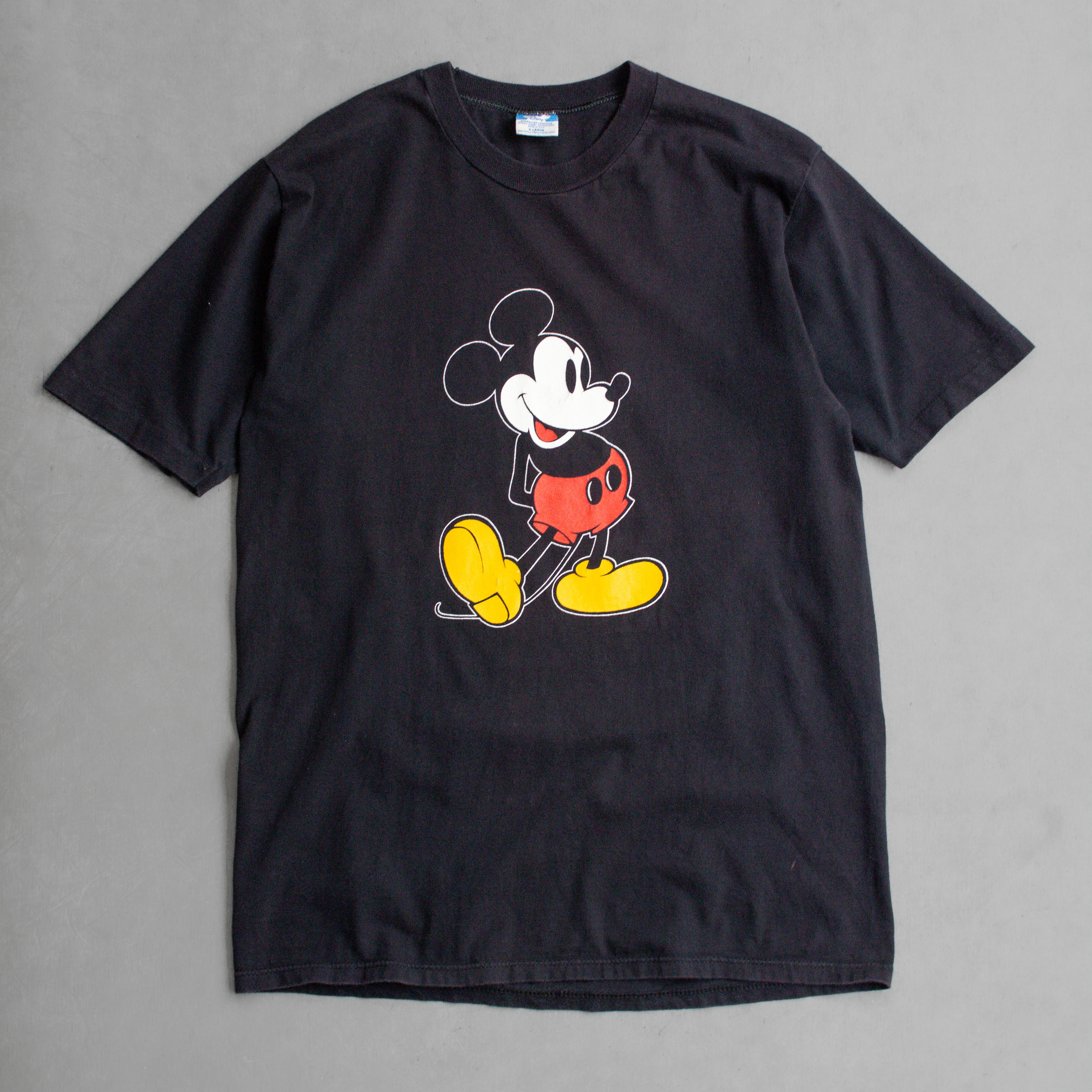 80S VINTAGE DISNEY TEE 美國製 迪士尼 米奇 黑色 膠印 短袖 T恤