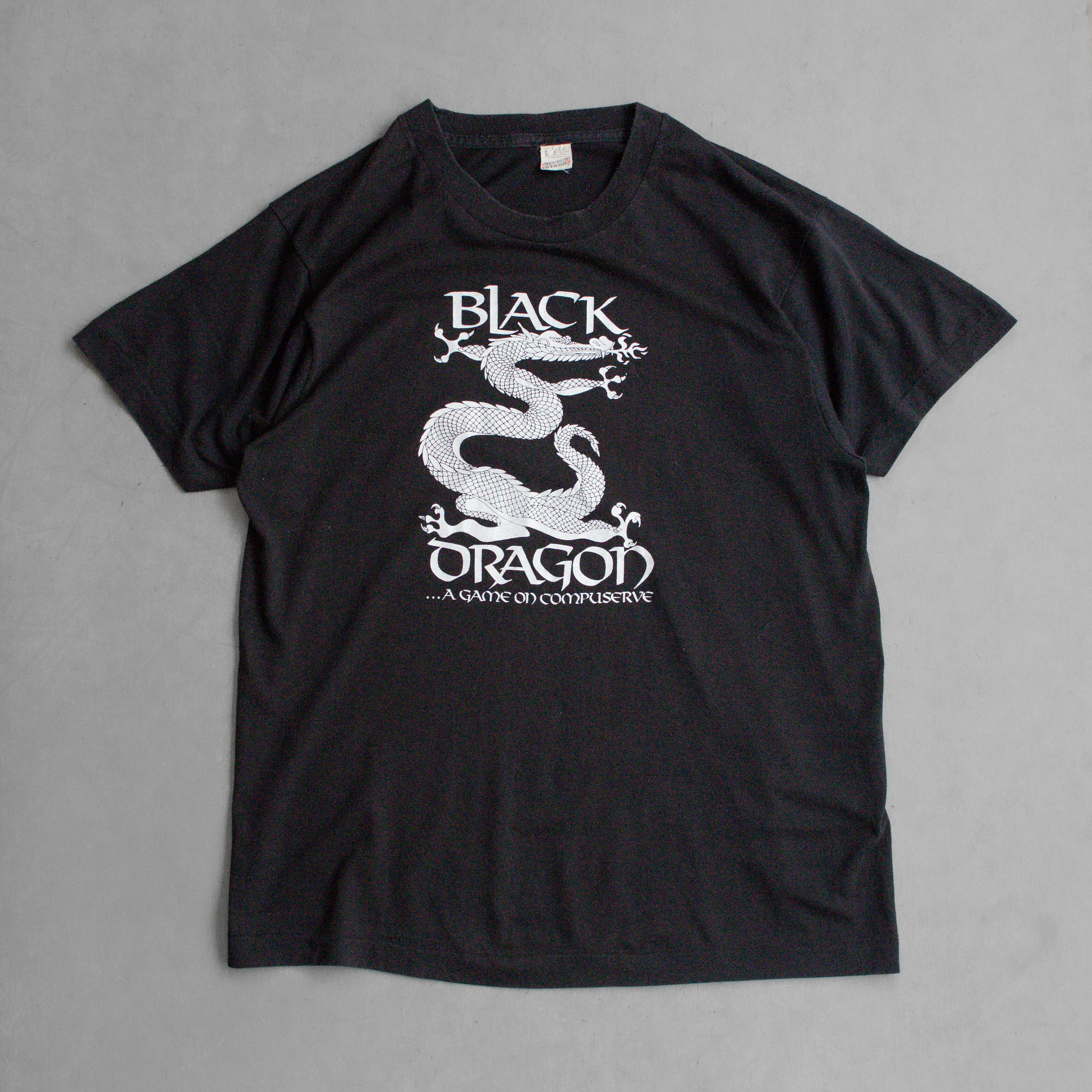 80S BLACK DRAGON TEE 美國製 東方龍 圖案 黑色 短袖 T恤