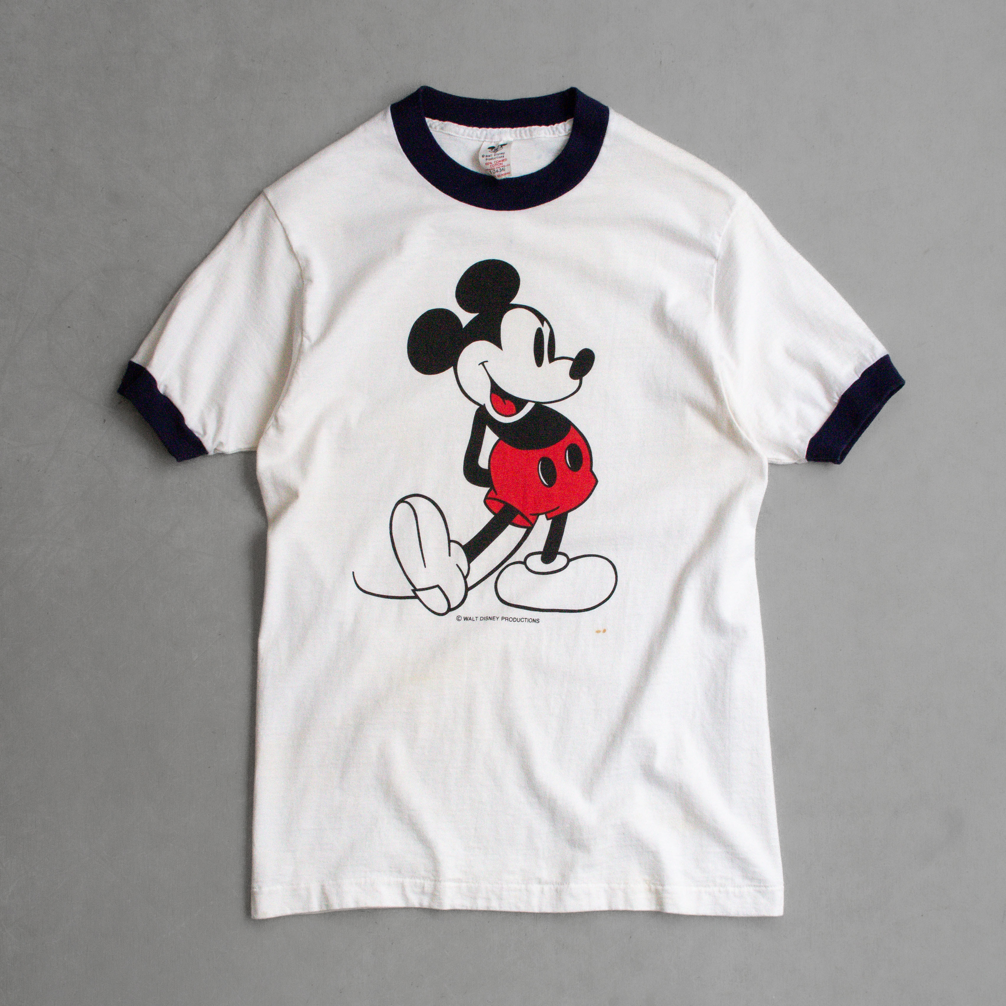 70-80S DISNEY RINGER TEE 美國製 迪士尼 滾邊 白色 短袖 T恤