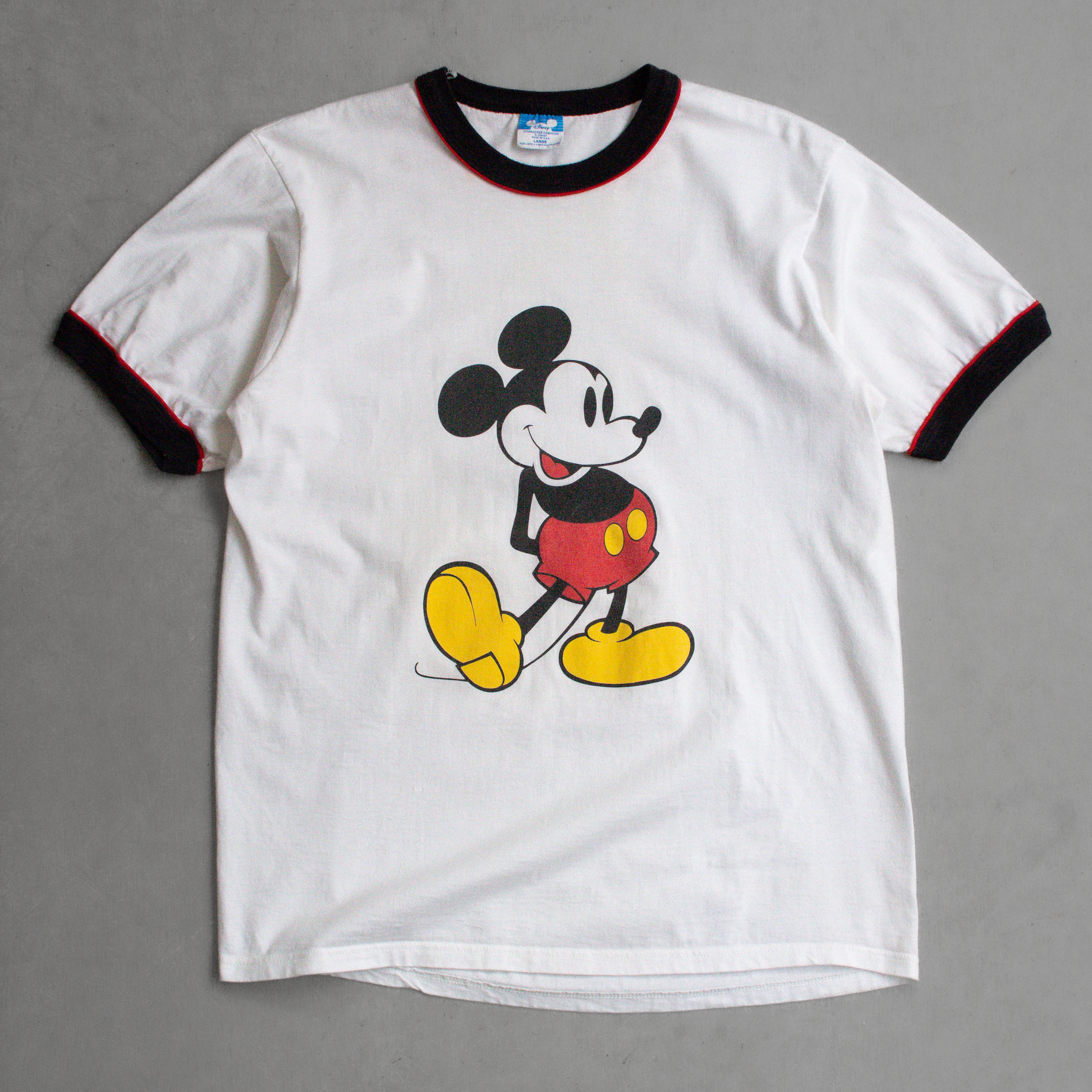 80S DISNEY RINGER TEE 美國製 迪士尼 雙色 滾邊 白色 短袖 T恤