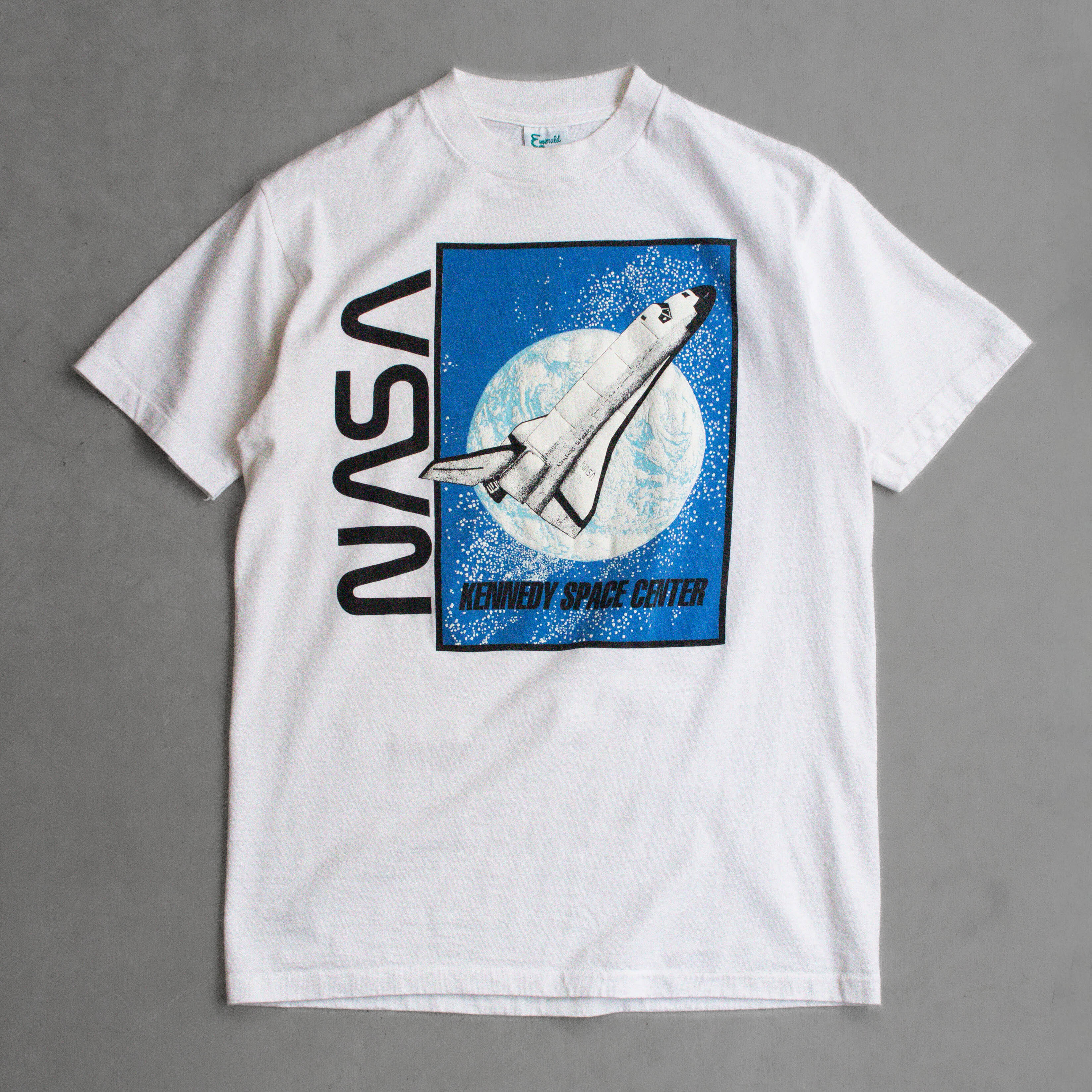 80-90S VINTAGE NASA TEE 美國製 甘迺迪 太空總署 白色 短袖 T恤