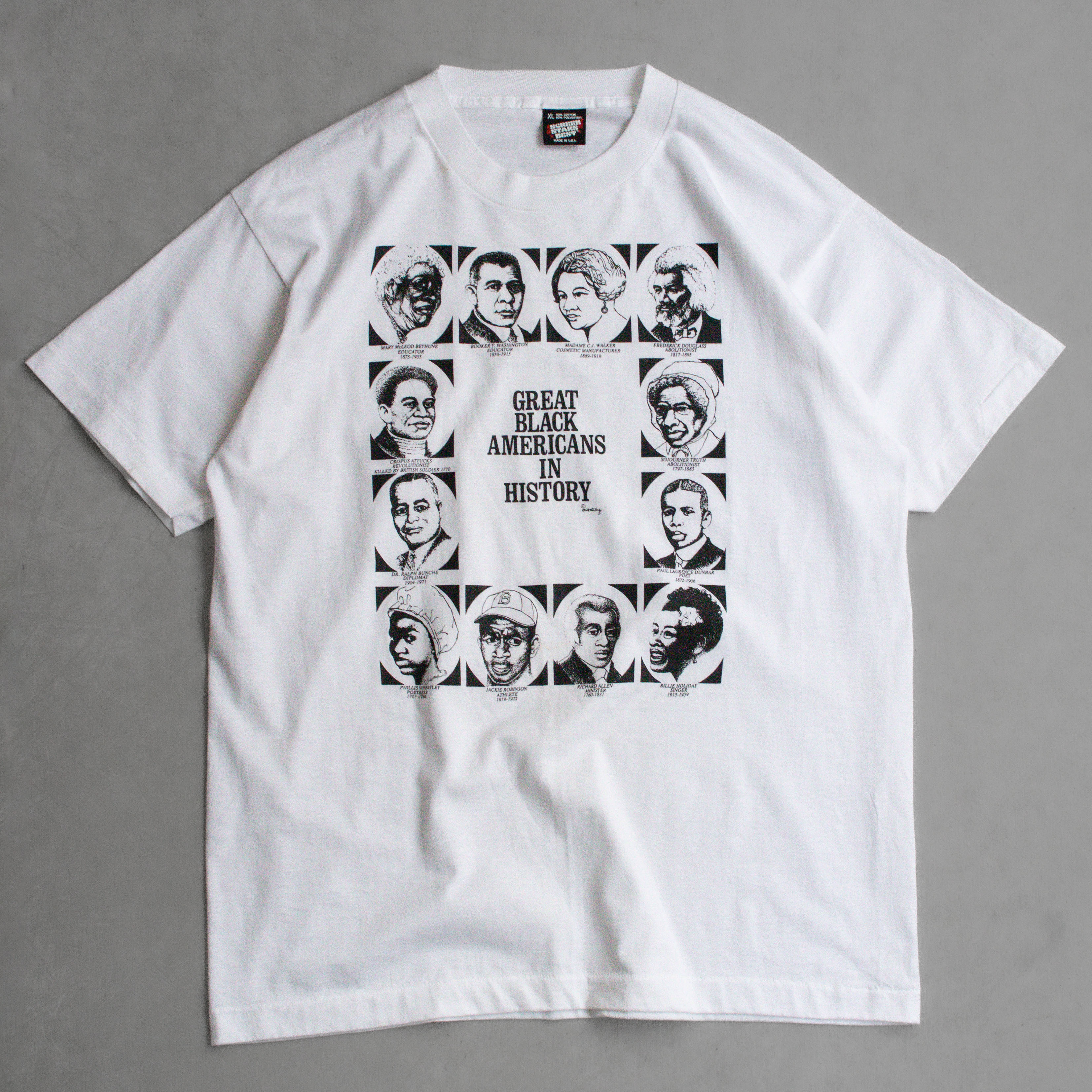 80-90S SCREEN STARS VINTAGE TEE 美國製 非裔 偉人 插畫 白色 短袖 T恤