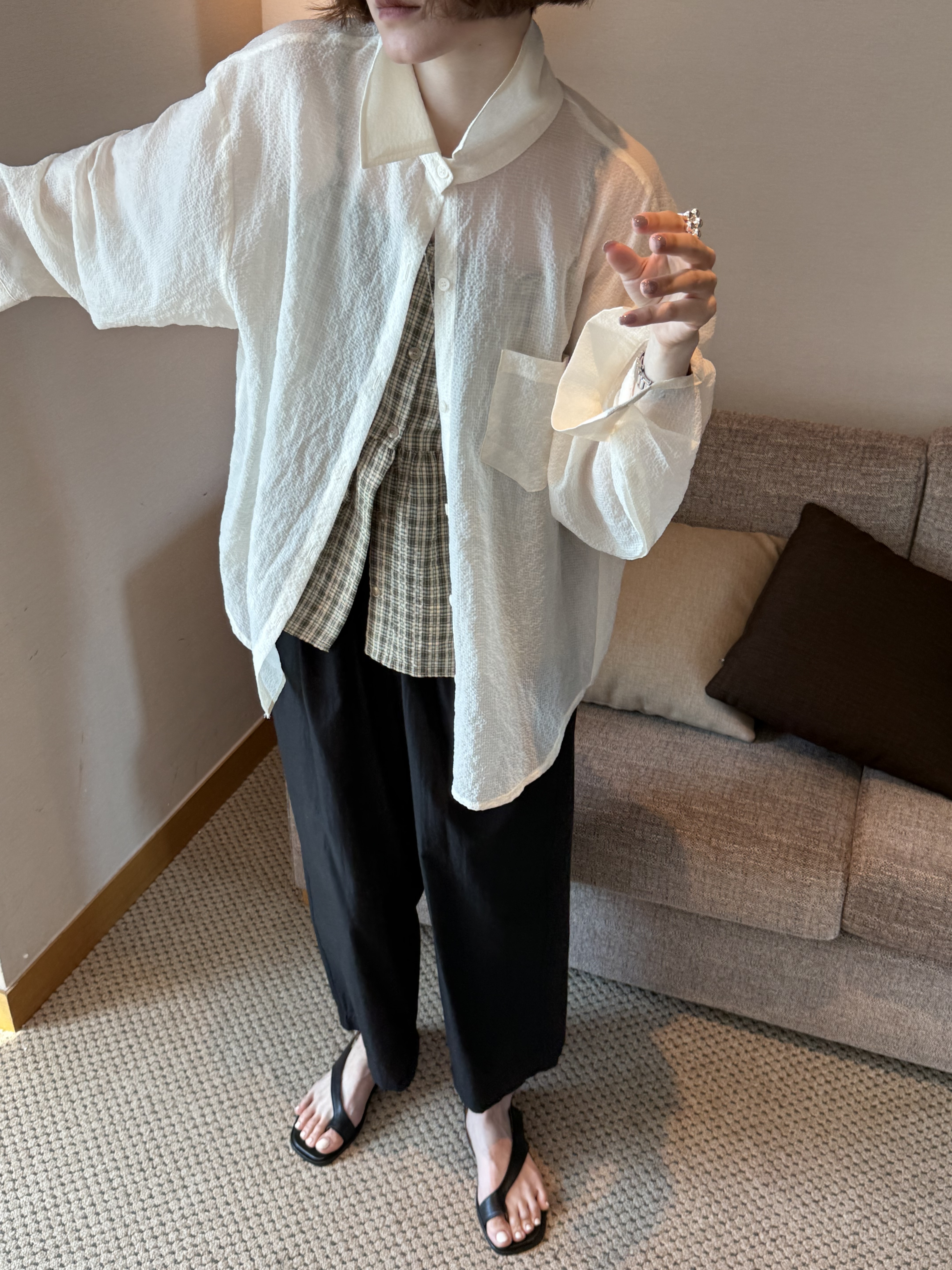 薄到不行的氣泡網格襯/2色均碼/鵝黃