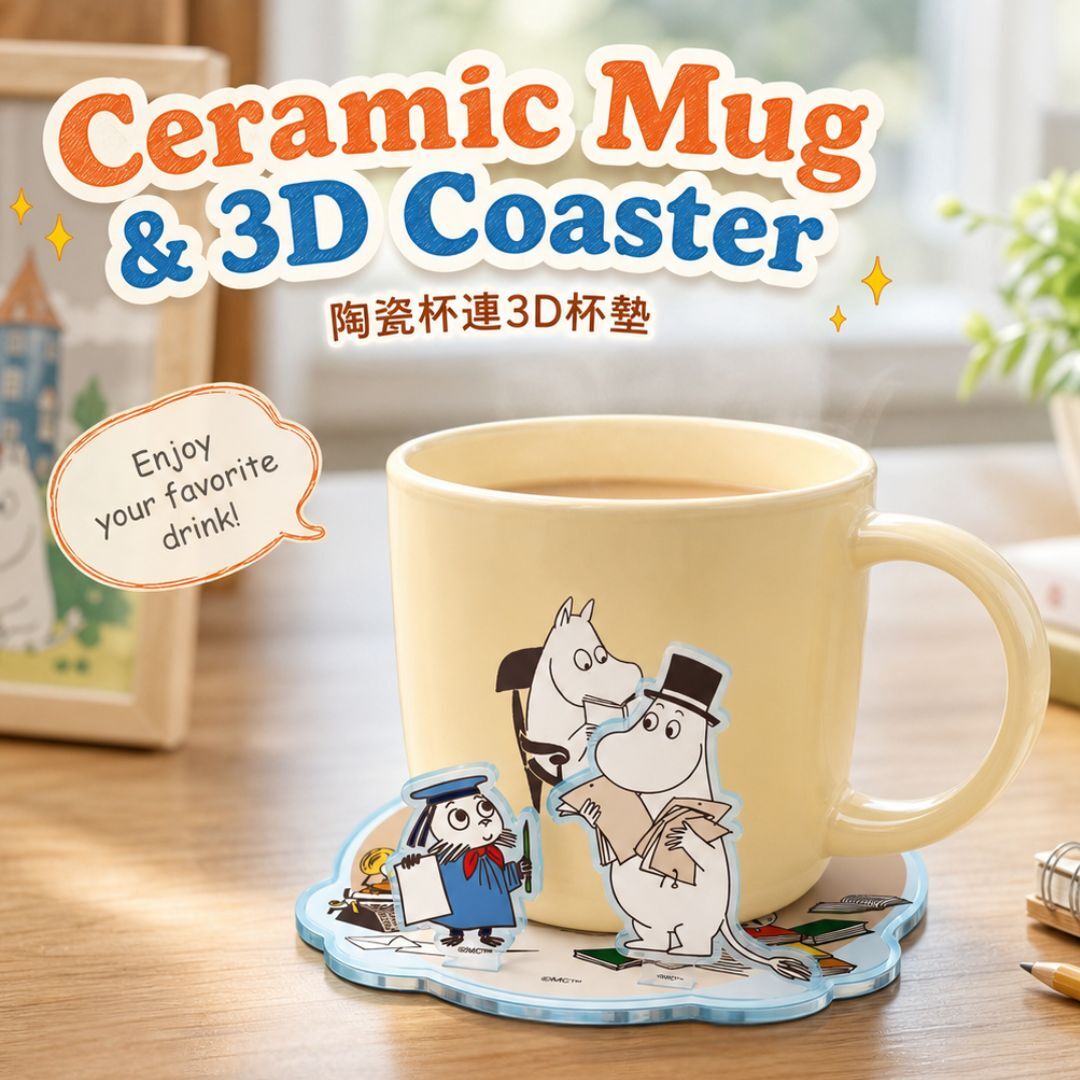 姆明一族 Moomin 陶瓷杯連 3D 杯墊套裝 (350ml) - 精美禮盒裝