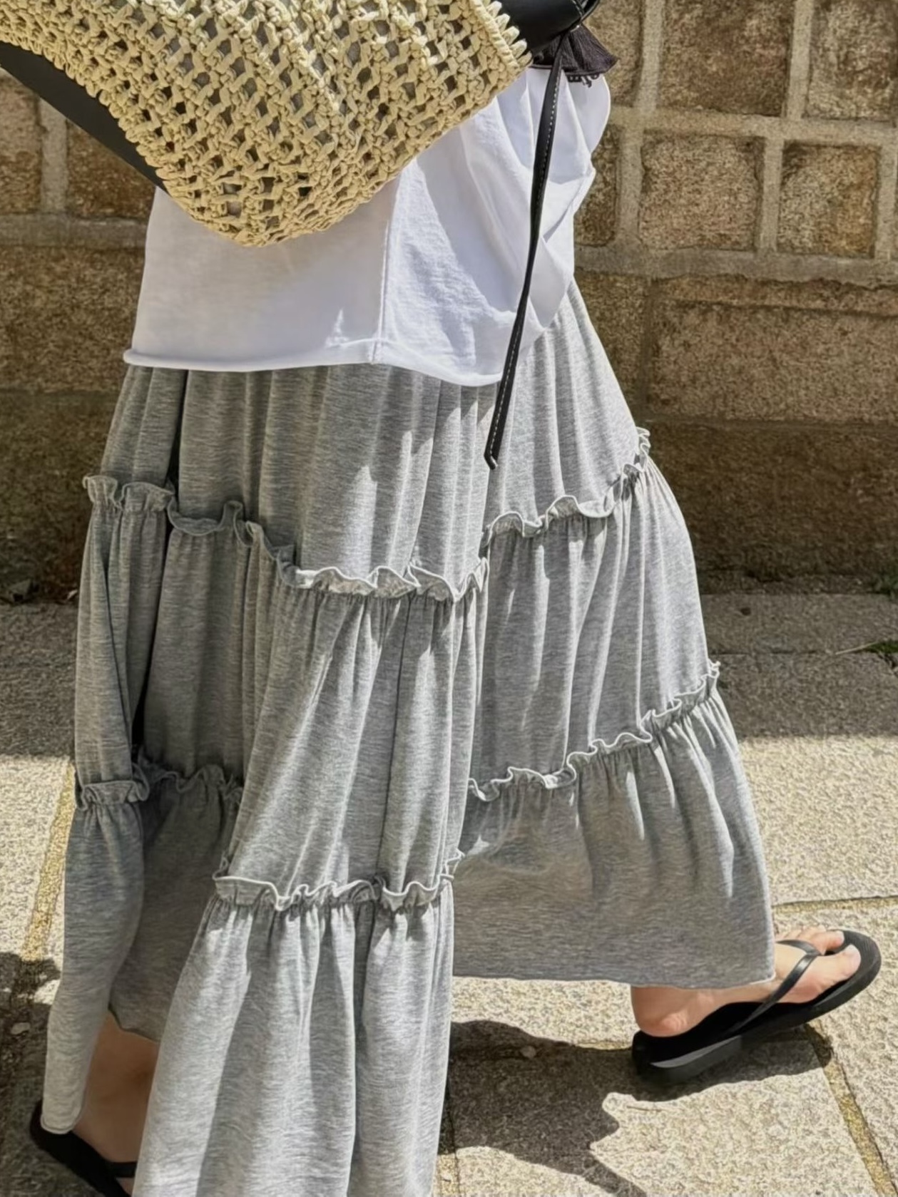 闆娘愛店彈料舒服蛋糕裙/2色均碼/灰