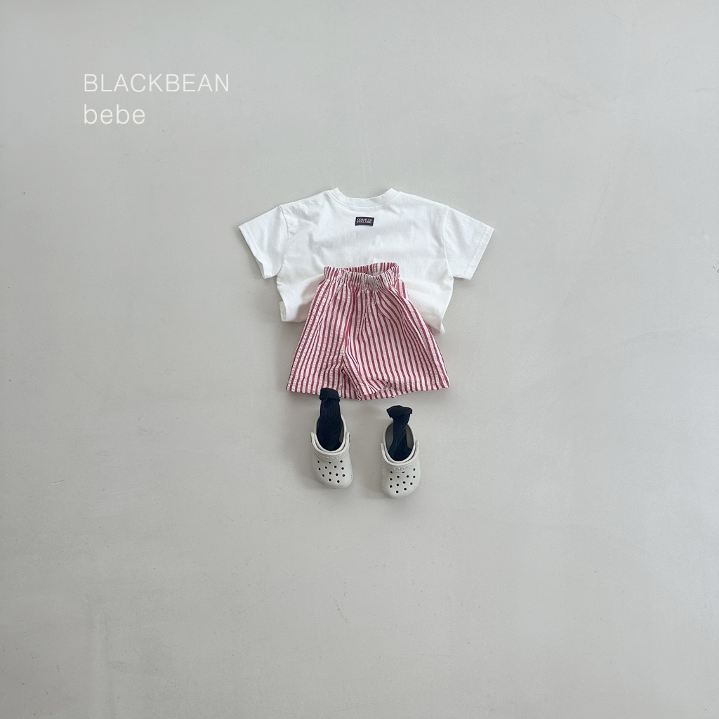 正韓夏BLACKBEAN 嫩嬰/小童兩色經典黑白衣直條褲套裝