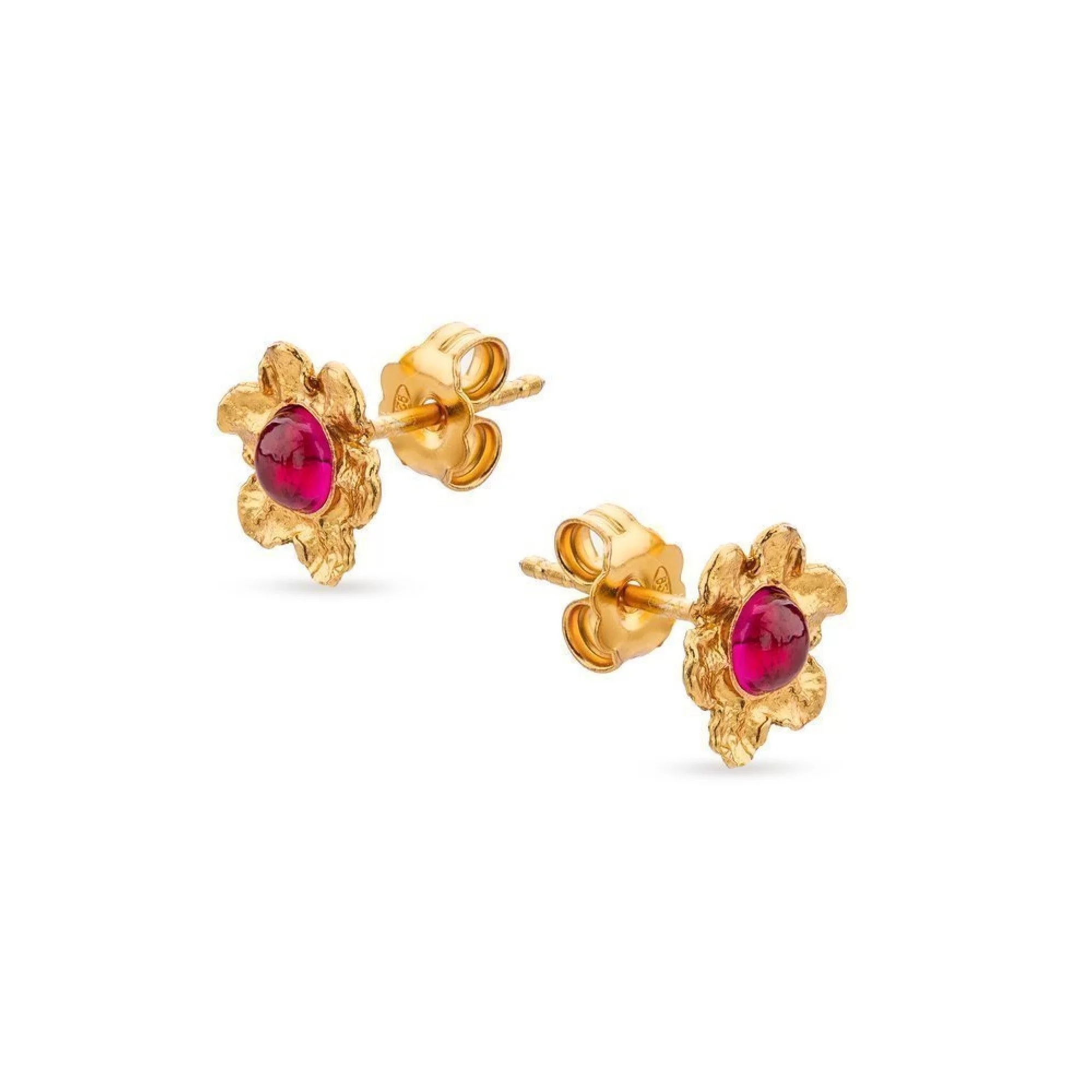 1TA0530-434 [THALLO] Nefeli 迷你耳釘，24k 鍍金純銀拖把紅色 #s237b (EU)