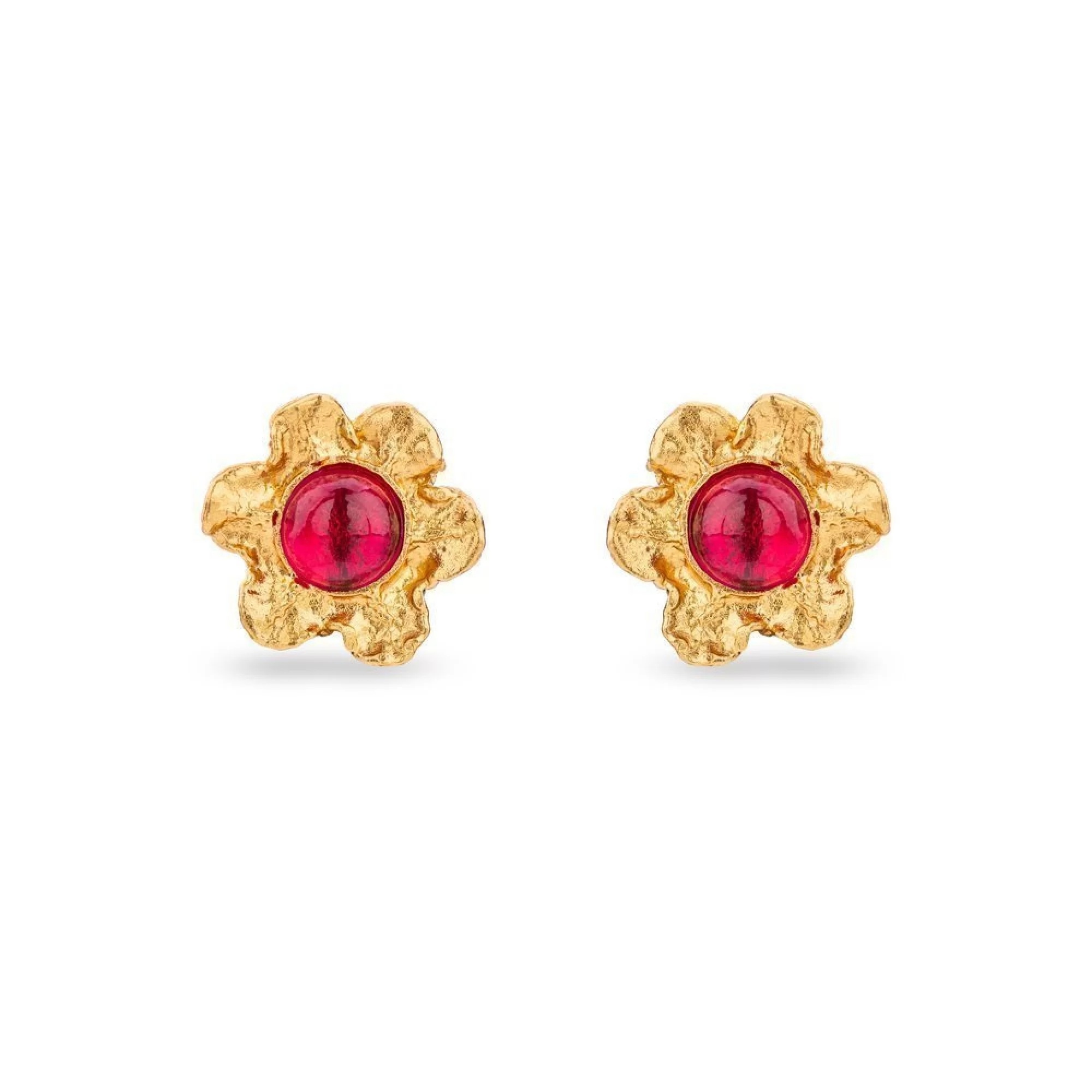 1TA0530-434 [THALLO] Nefeli 迷你耳釘，24k 鍍金純銀拖把紅色 #s237b (EU)
