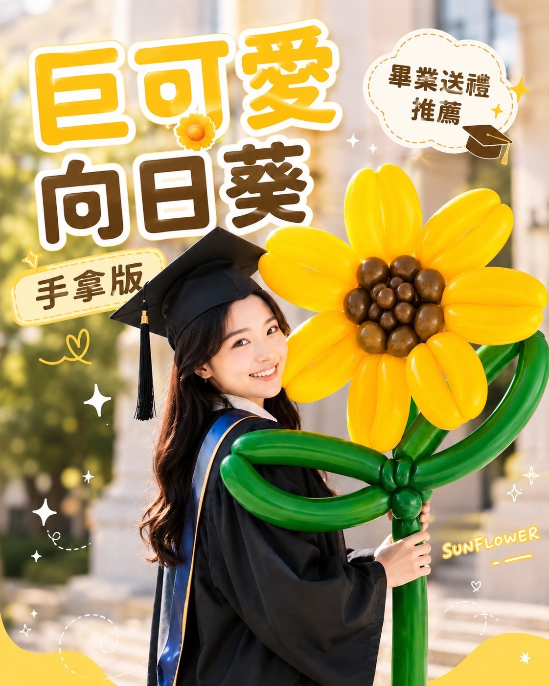 手折氣球丨巨可愛向日葵-抱抱款
