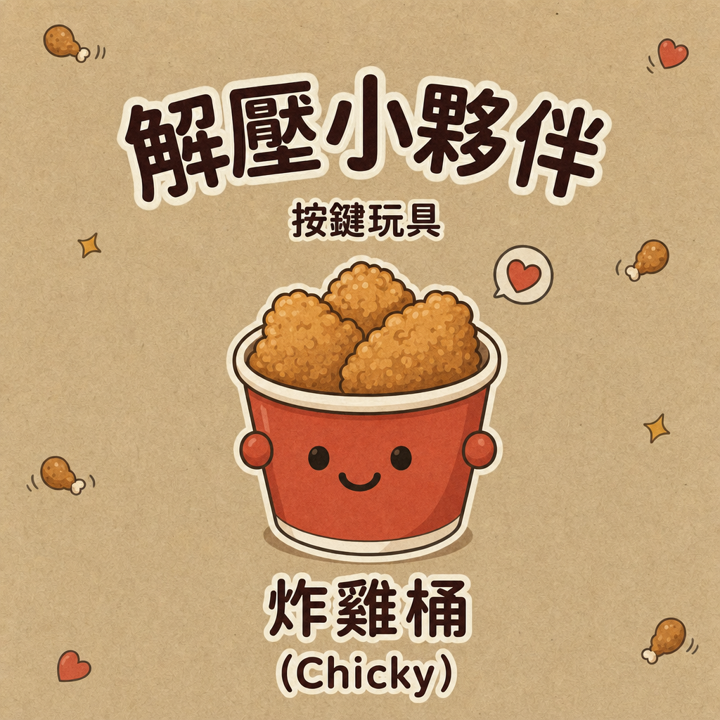 微笑星球 - 炸雞桶 | 解壓按鍵匙扣