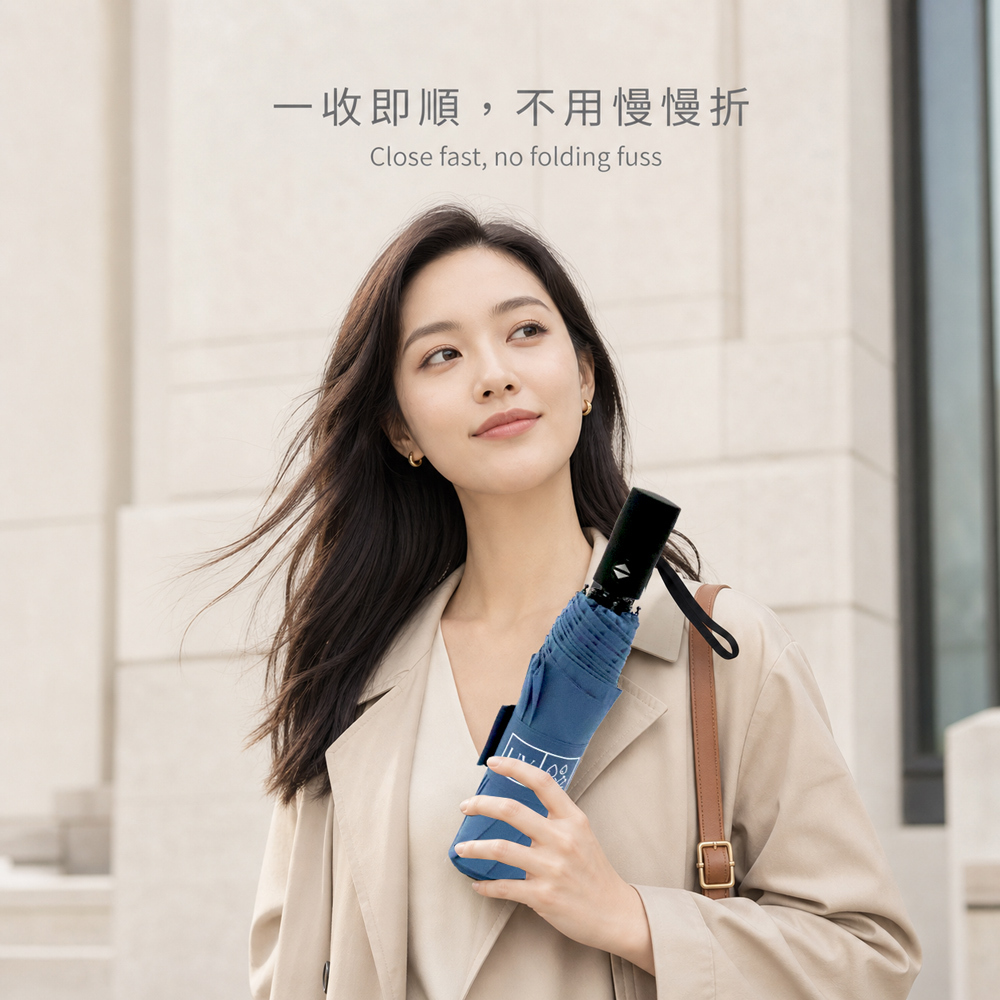 定型記憶紗自動傘,一按即收,平整好整理