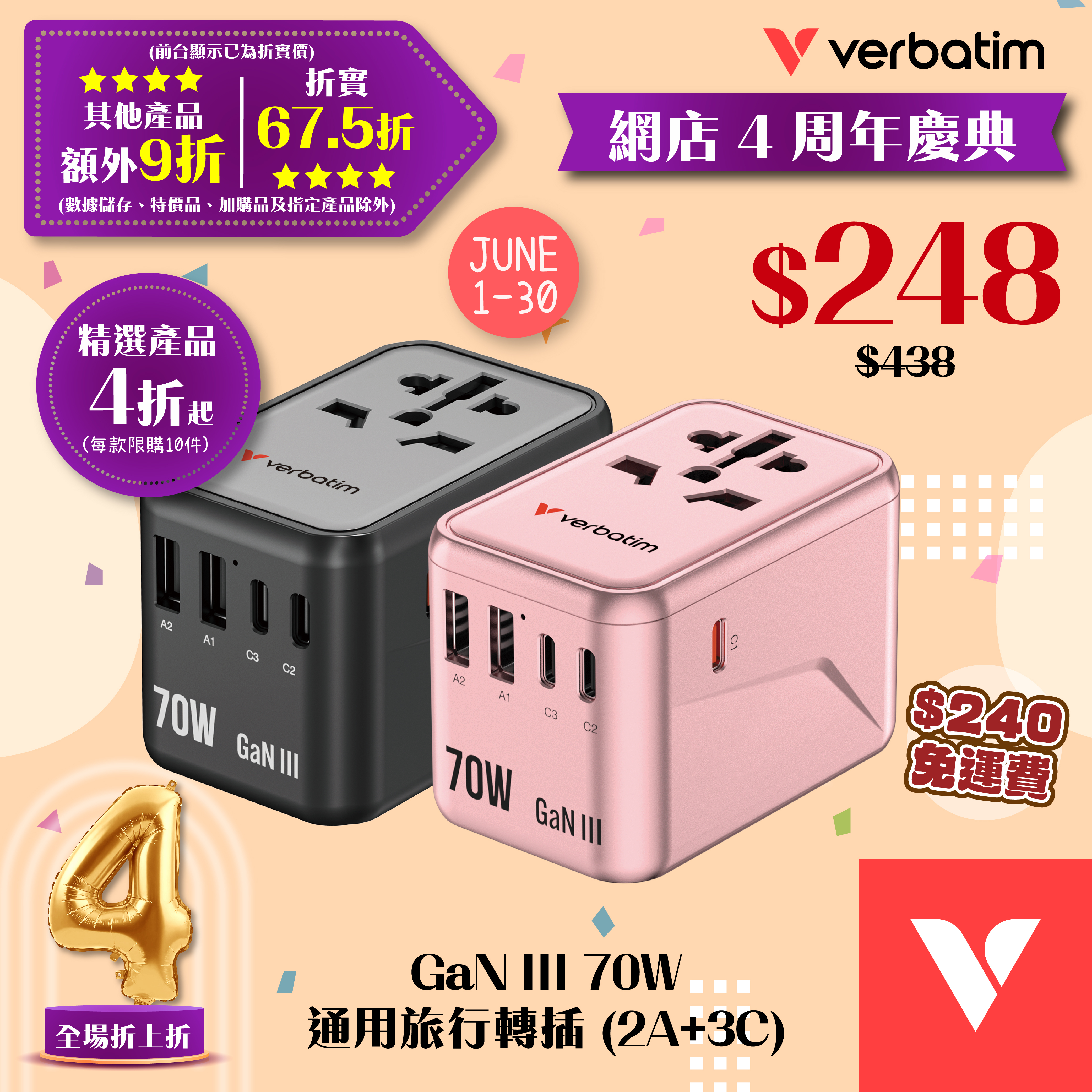 GaN III 70W 通用旅行轉插 (UTA-09)