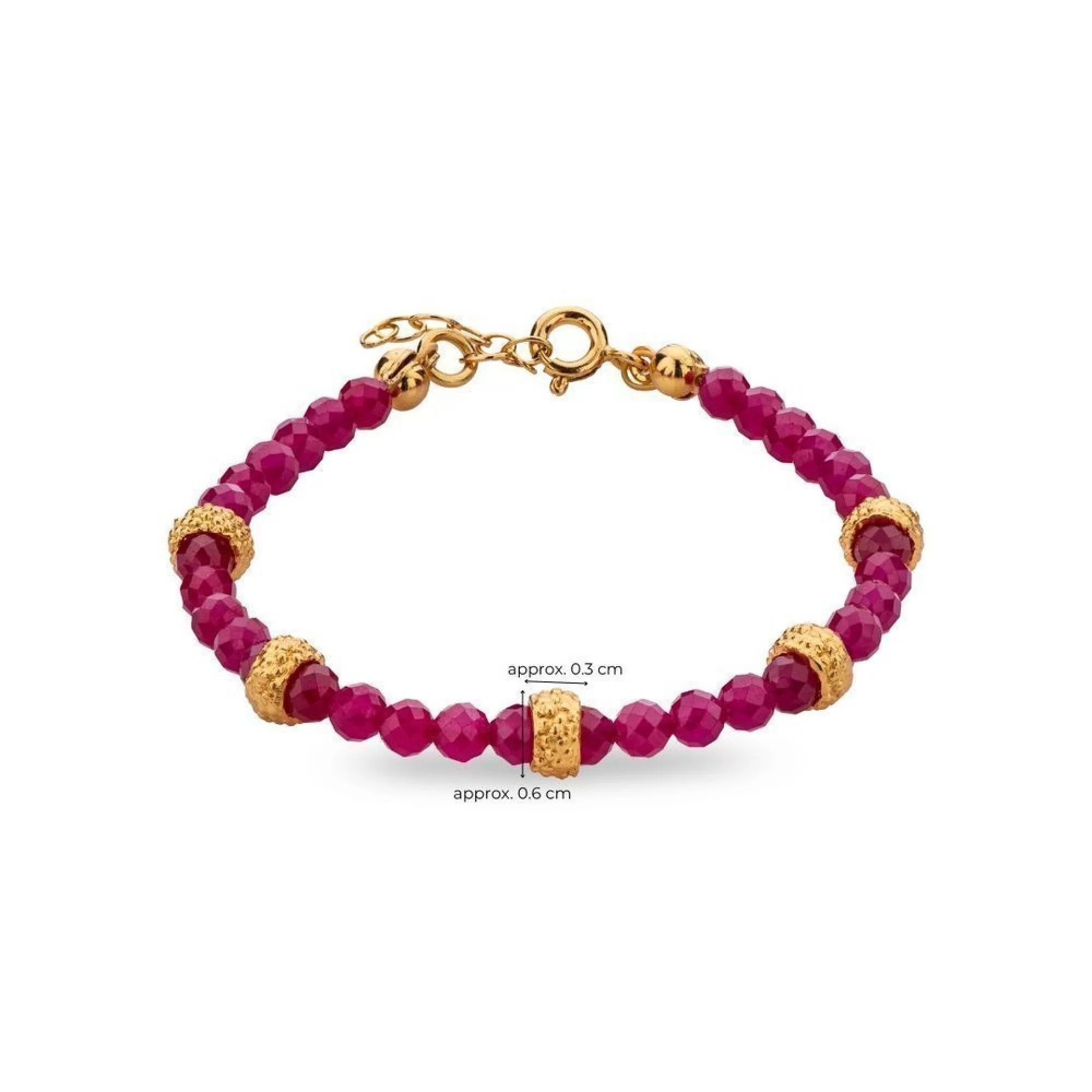 1TA0530-444 [THALLO] 阿米莉亞幾何手鍊，24K鍍金​​純銀紅碧璽 #s734a (EU)