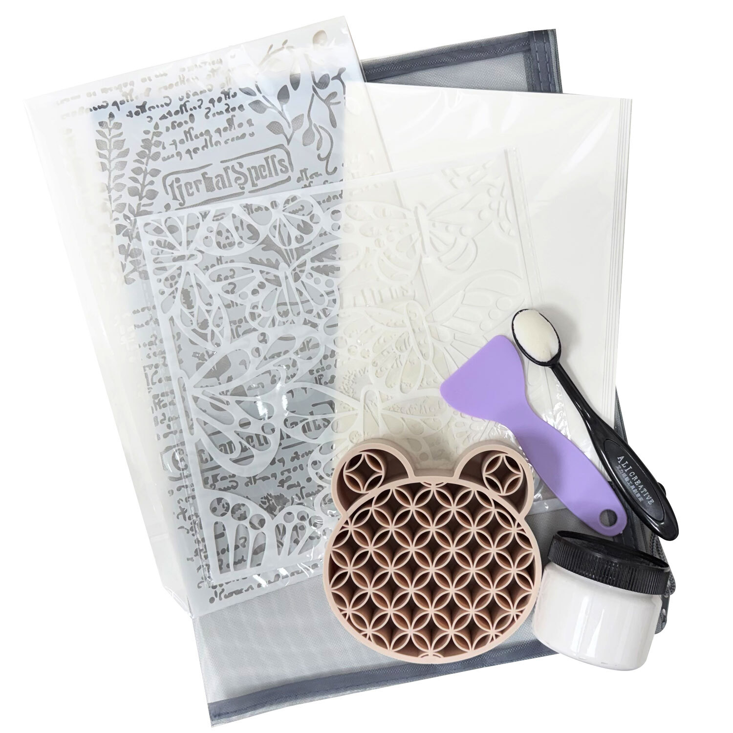 【新品】塗丫膏組 Part3  | 內容: 艾刷刷矽膠收納架、艾刷刷、塗丫膏、長柄刮板、新款塗丫板2款、A5紙材、收納包  #T9999-20