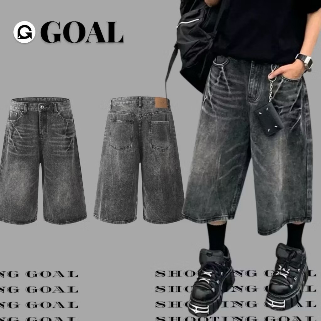 (GOAL) 美式刷色閃電闊腿七分褲 DC6305
