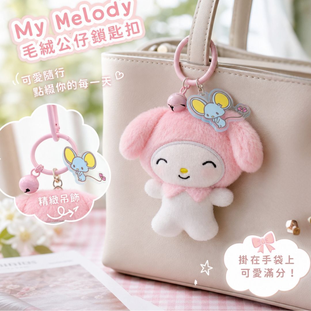 MY MELODY Sanrio 毛絨公仔鎖匙扣飾物