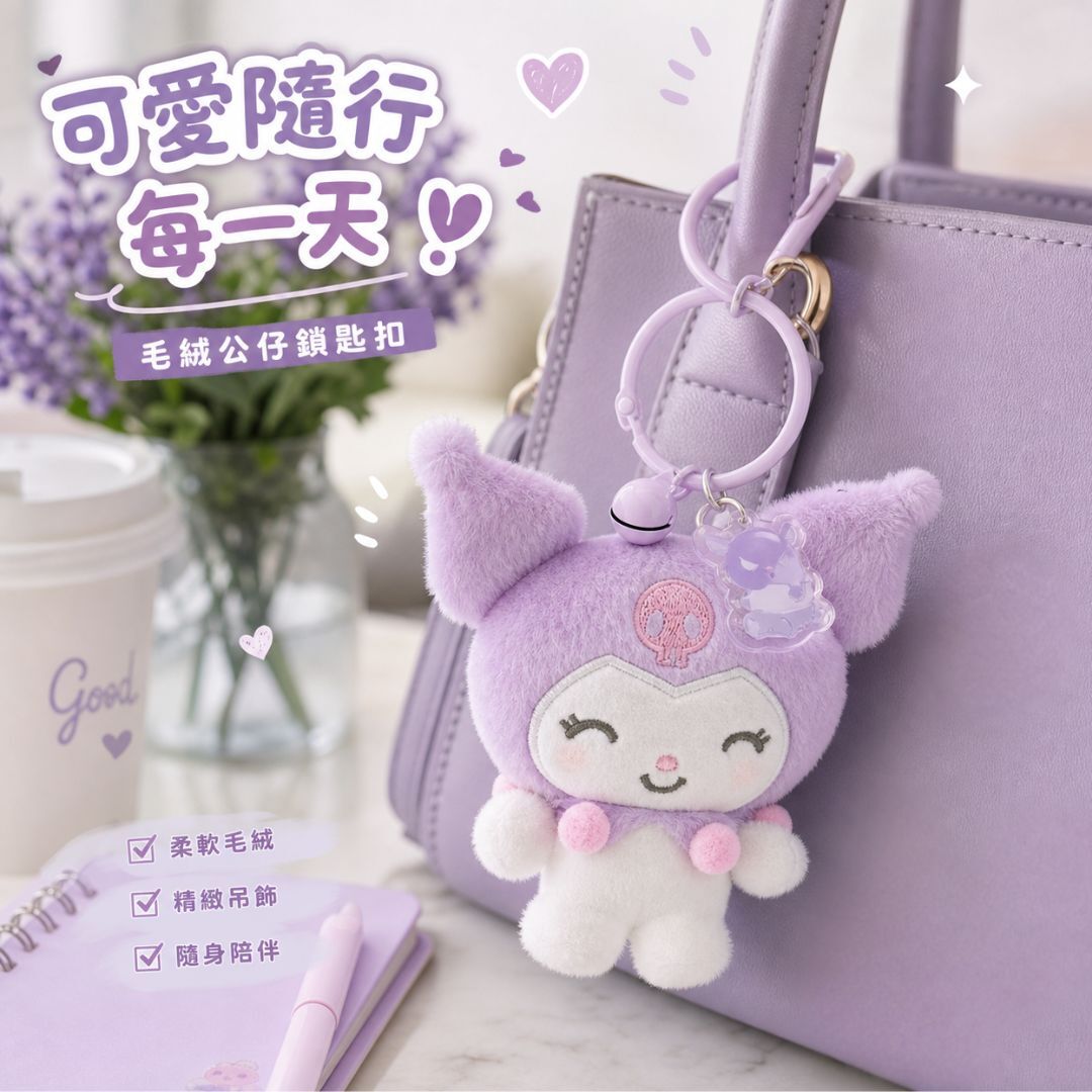 佻皮魔女 Sanrio 毛絨公仔鎖匙扣飾物