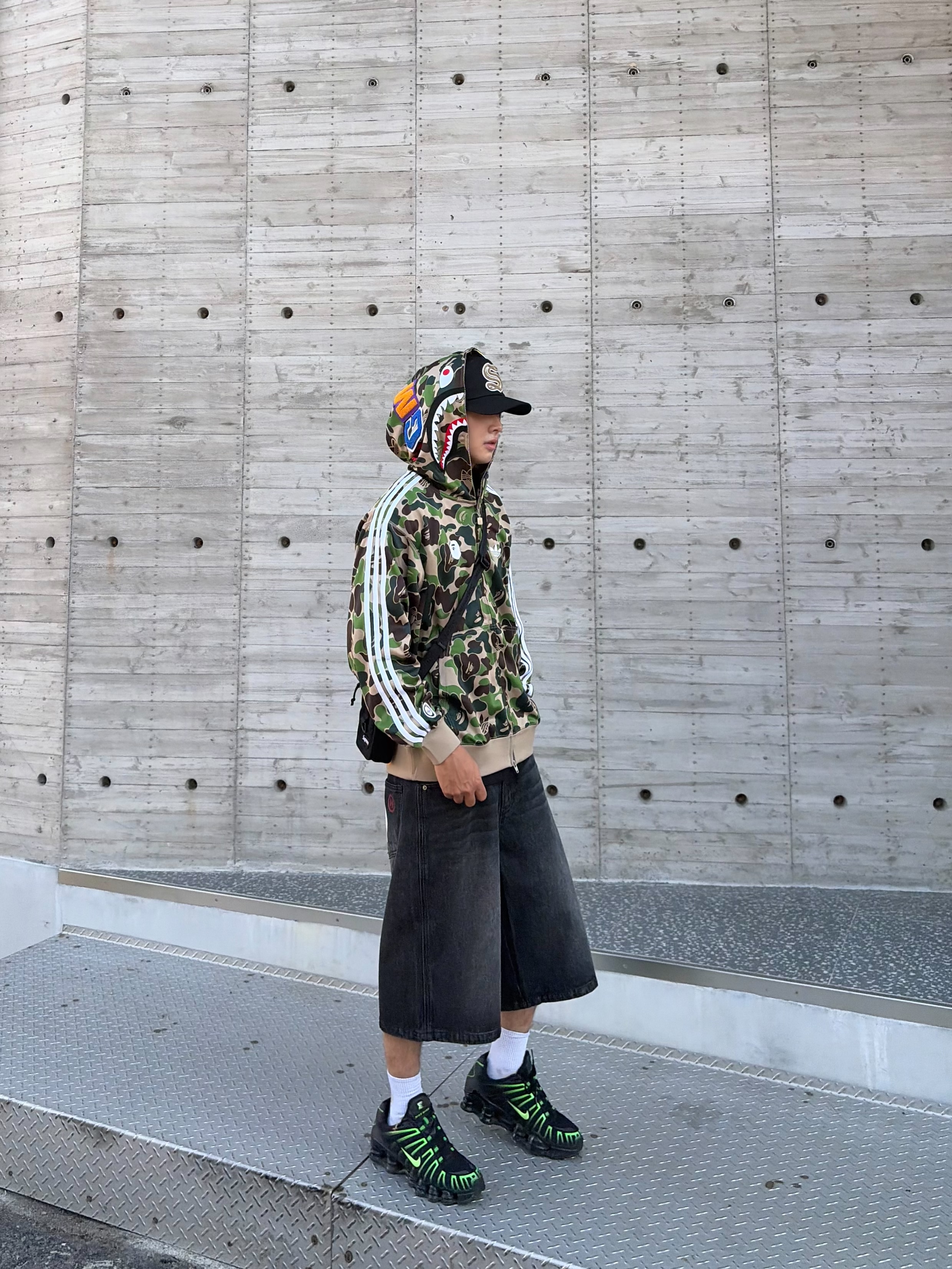 BAPE X adidas Relaxed Fit shark zip hoodie 聯名款 綠色 鯊魚 外套 拉鍊 運動外套 KF4916