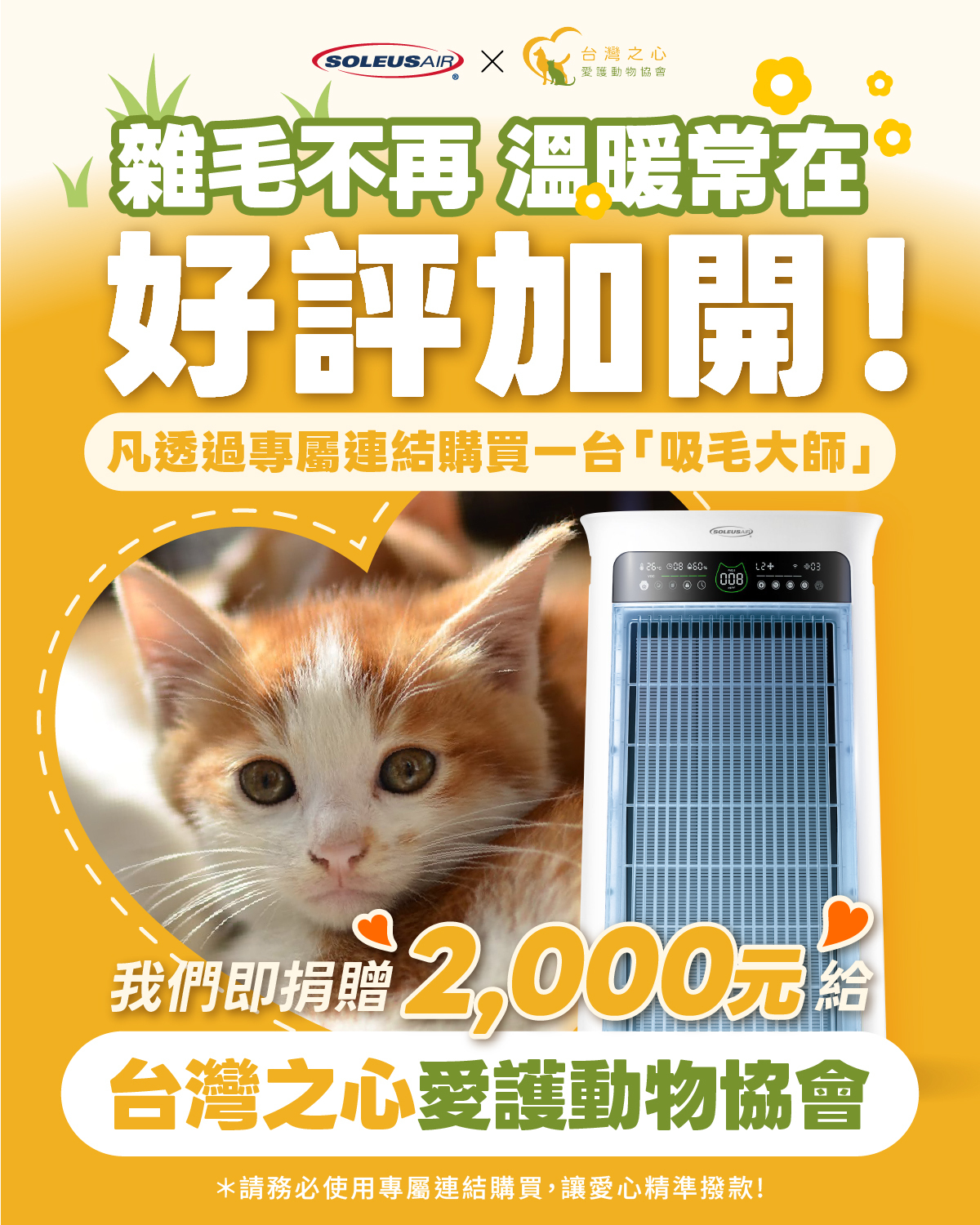 【公益買就捐】 舒樂氏 - 雜毛不再，溫暖常在｜好評加開：把愛傳遞給更多需要的生命_台灣之心