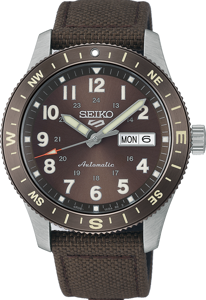 萬年鐘錶 - SEIKO  5 Sports  棕色軍風尼龍錶帶機械男錶 HDB009K1 / 4R36-18V0R  錶徑39.4MM