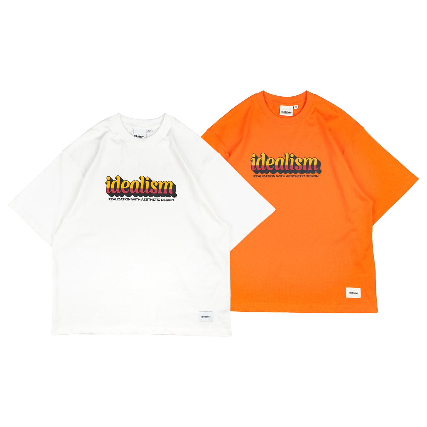 idealism Vibe Tee 橘色 白色 印花 字母 色塊 短上衣 短T【ID26012】