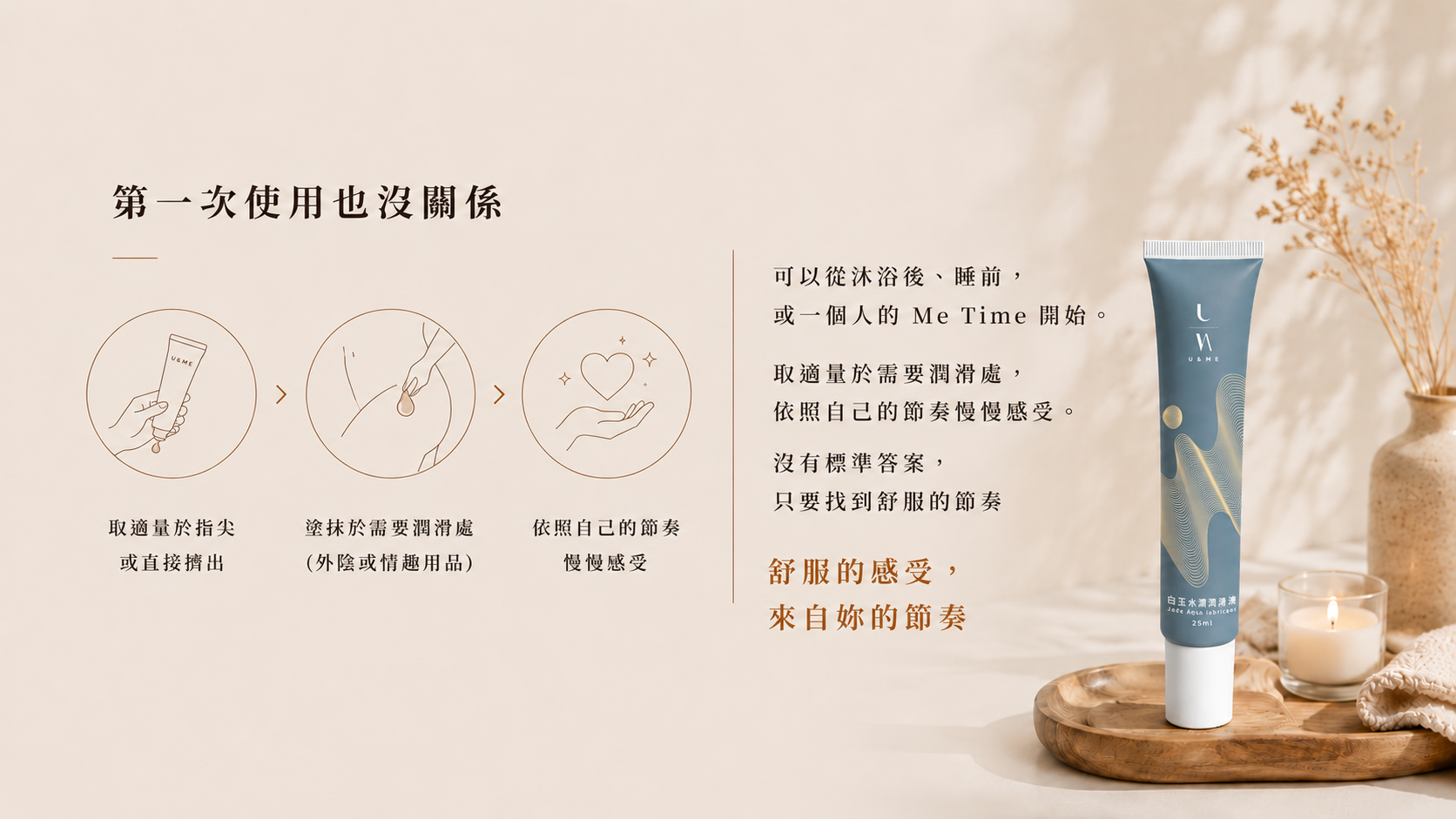 第一次使用也沒關係，舒服的感受來自妳的節奏。