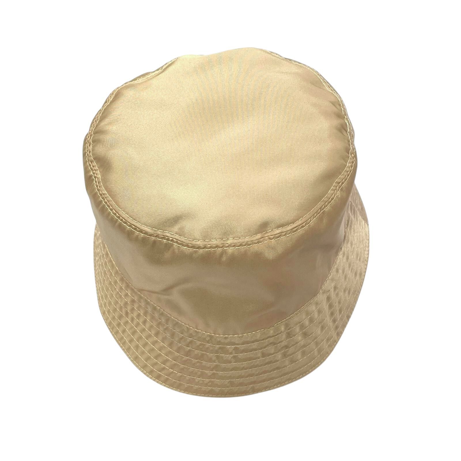 全新PRADA  Re-Nylon Bucket Hat 杏色漁夫帽 #香榭站正品