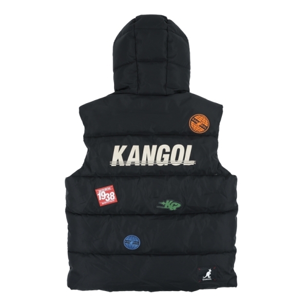 KANGOL 背心 黑色 時尚 科技保暖 連帽背心 中性 6555148420