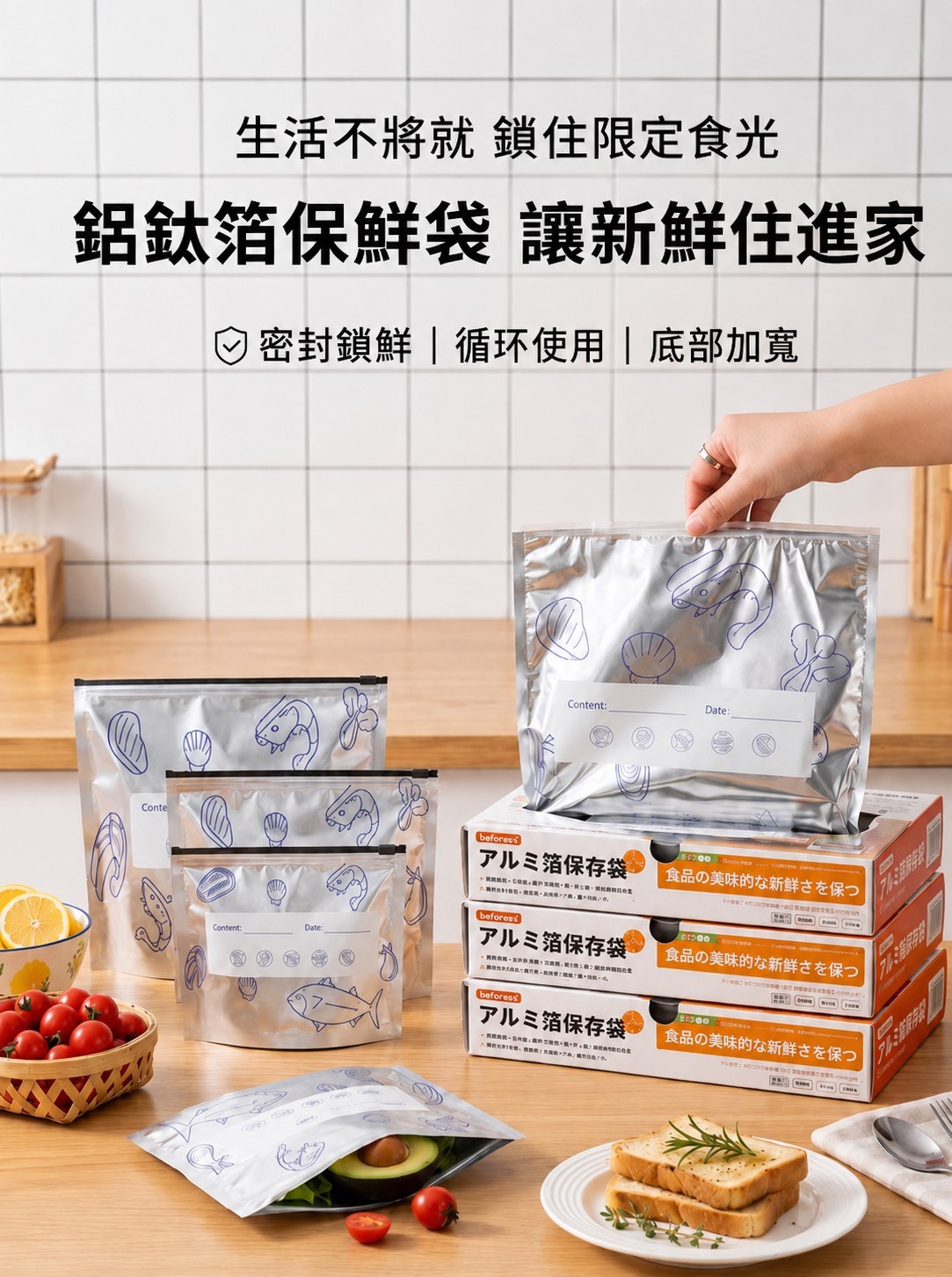 日本 sufecoco 鋁箔密封保鮮袋組