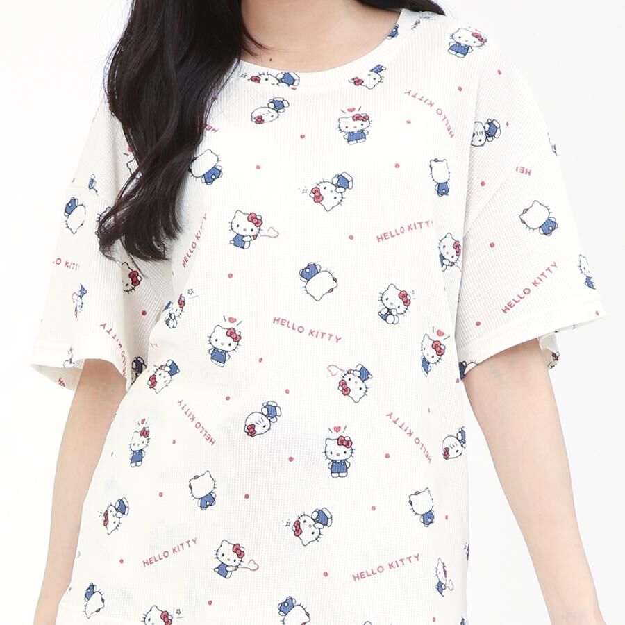 26105-KT Sanrio Hello Kitty 睡衣 T 卹短袖套裝帶抽繩袋 #JP-SZ26-SAN-2054