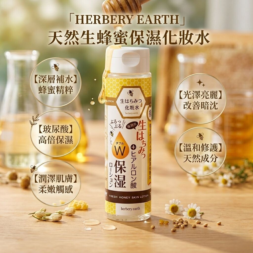 【預購】JM060106 herbery earth 生蜂蜜玻尿酸高保濕化妝水 300ml
