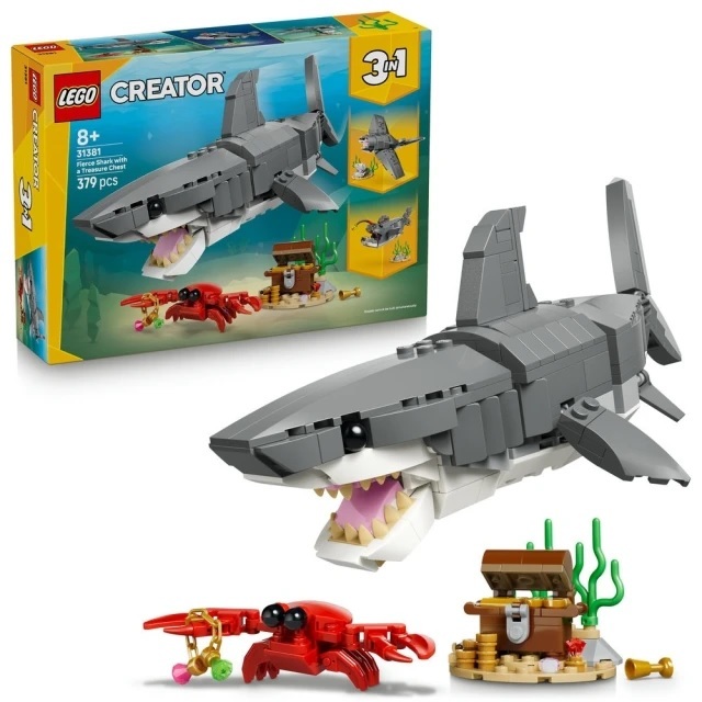 【玩具研究中心】LEGO 樂高 創意百變3合1系列 凶猛鯊魚和寶箱 31381