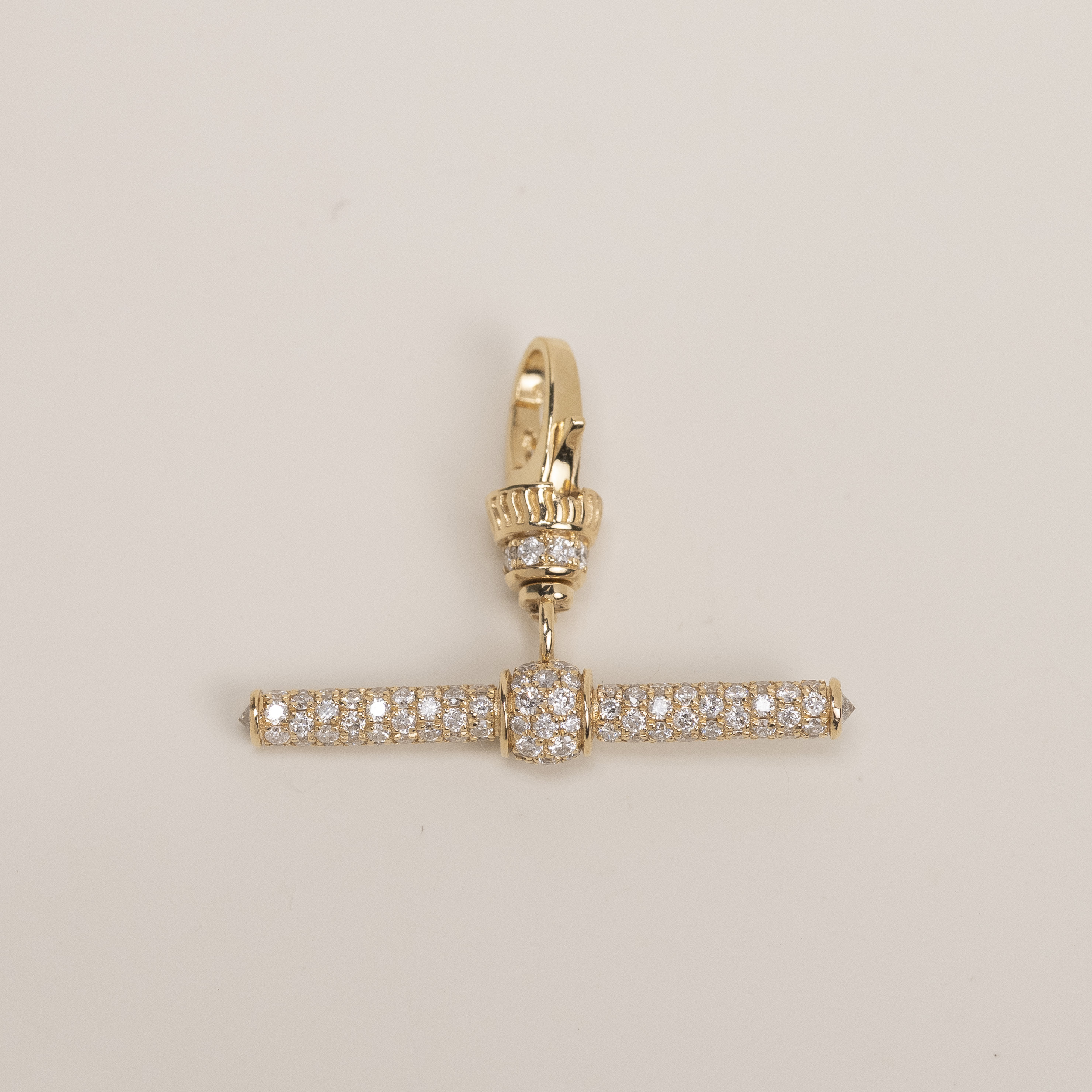 18K T bar Diamond Pendant