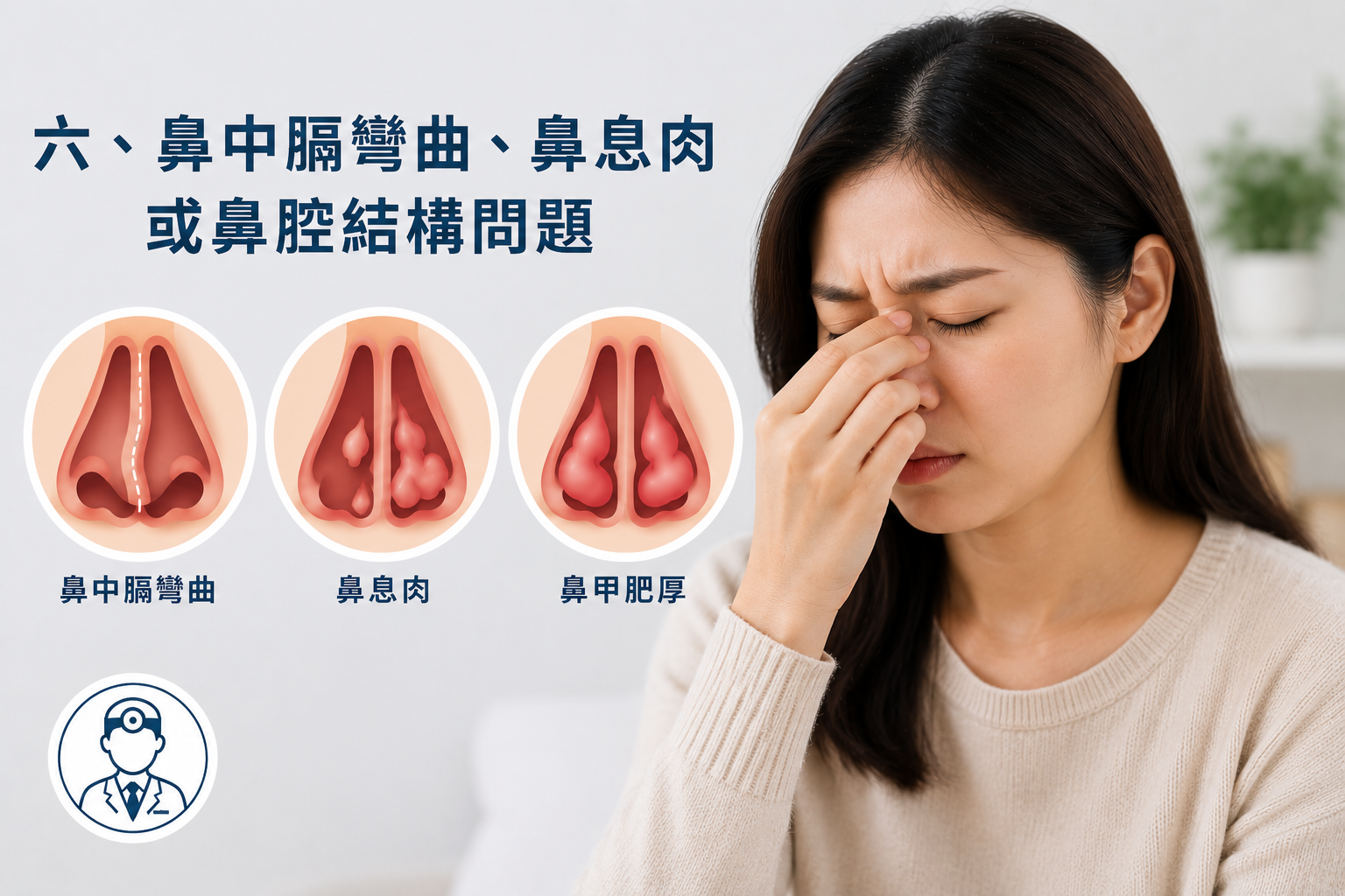 鼻息肉或鼻腔結構問題