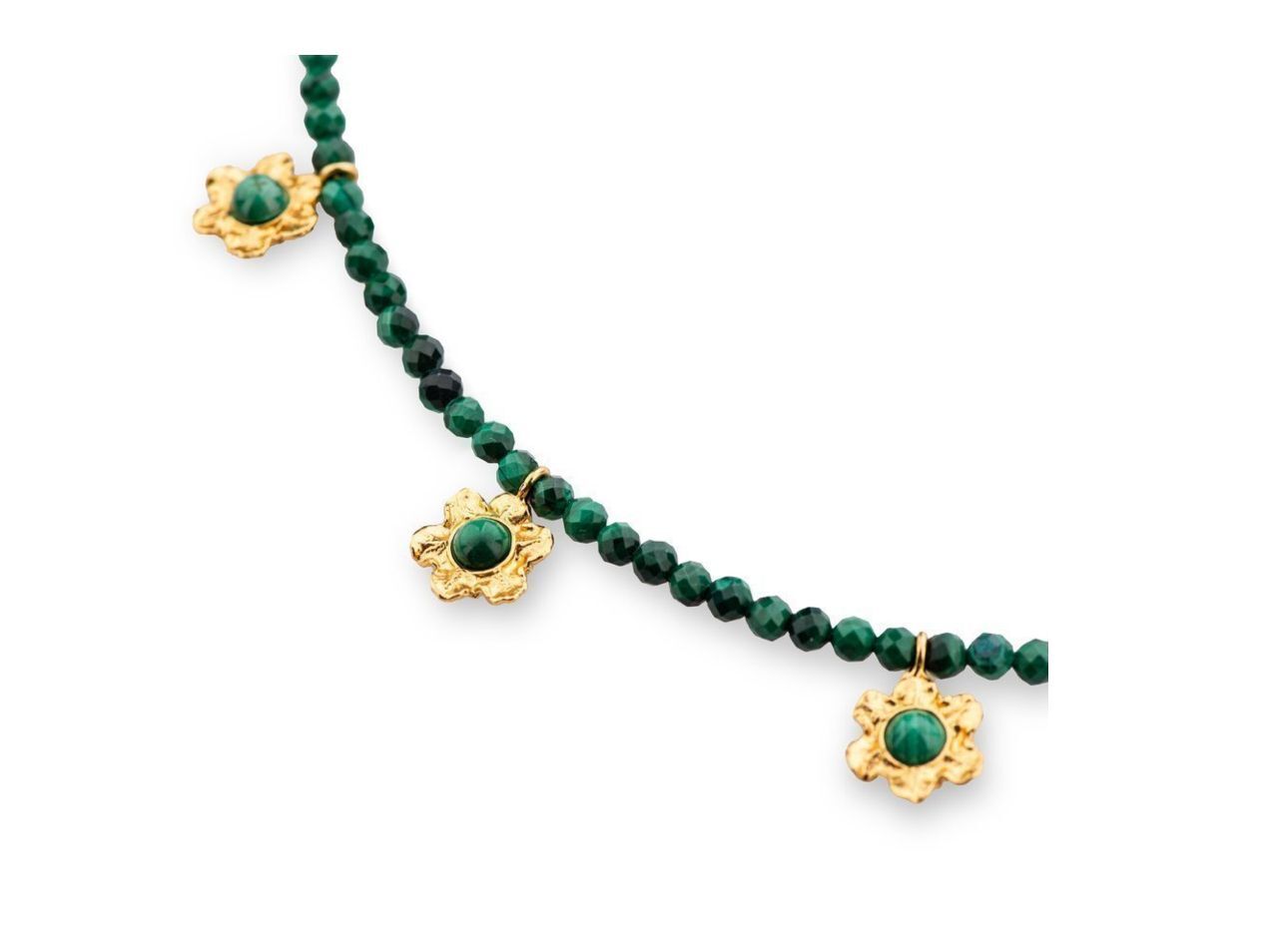 1TA0530-261 [THALLO] Nefeli 項鍊疊層，24K 鍍金純銀孔雀石 #s842b (EU)