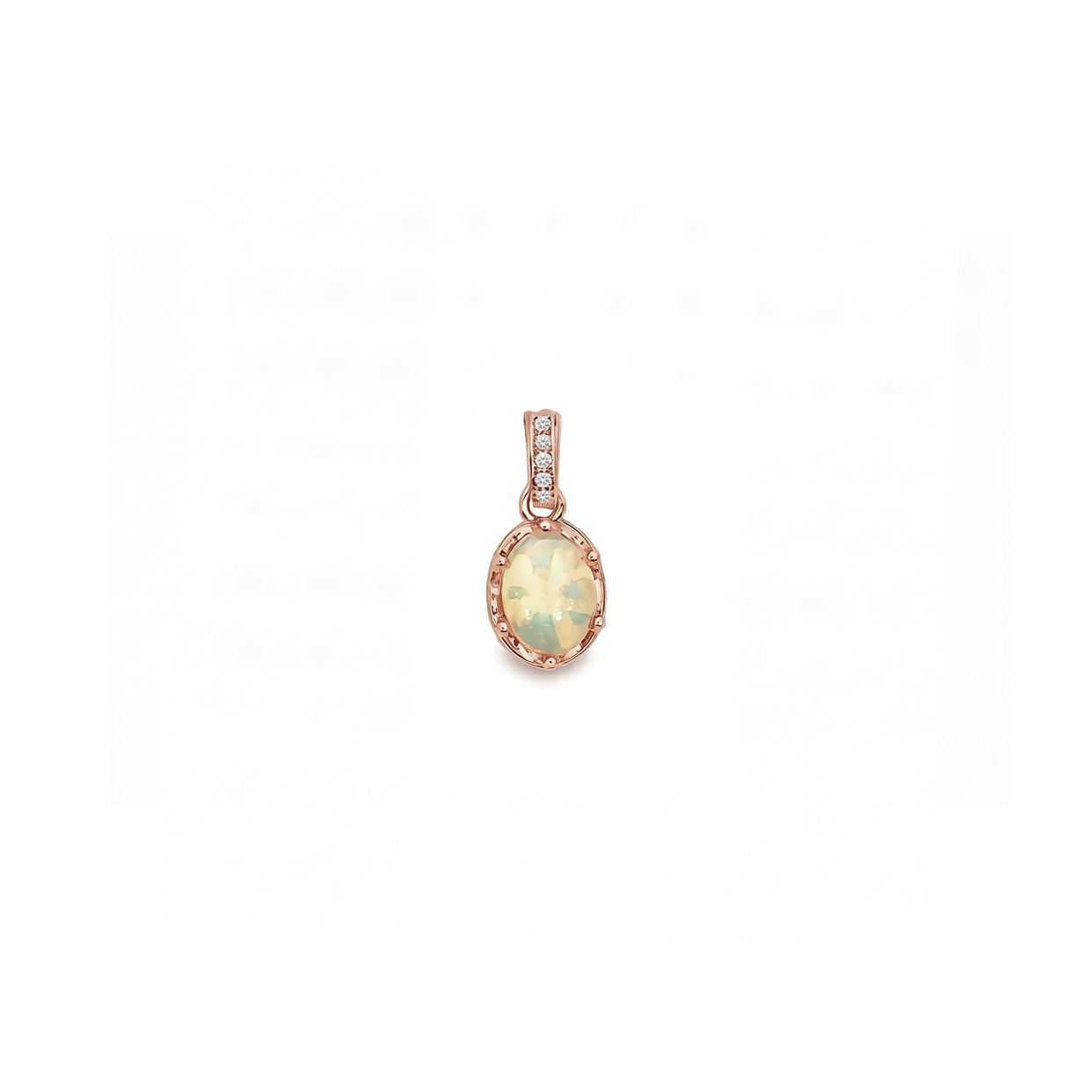 จิวเวลรี่มินิมอล｜โอปอลสีขาว（ไวท์โอปอล）｜เงิน S925｜จี้｜R108