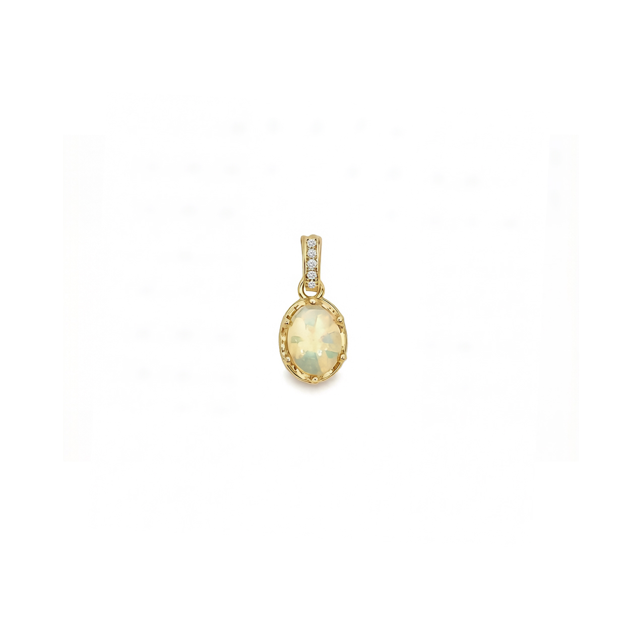 จิวเวลรี่มินิมอล｜โอปอลสีขาว（ไวท์โอปอล）｜เงิน S925｜จี้｜R108