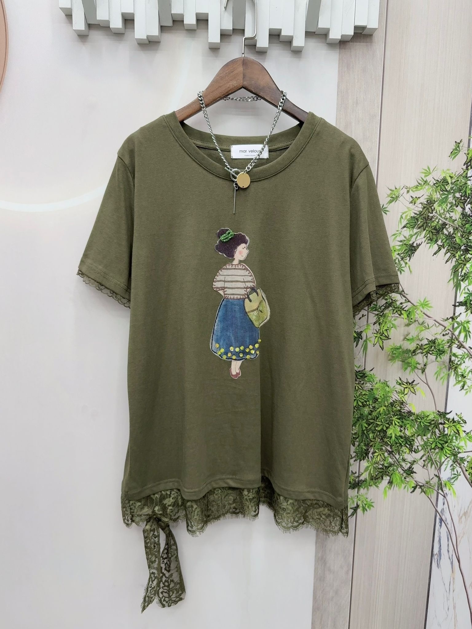 Ma牌子少女拼lace top~171Y