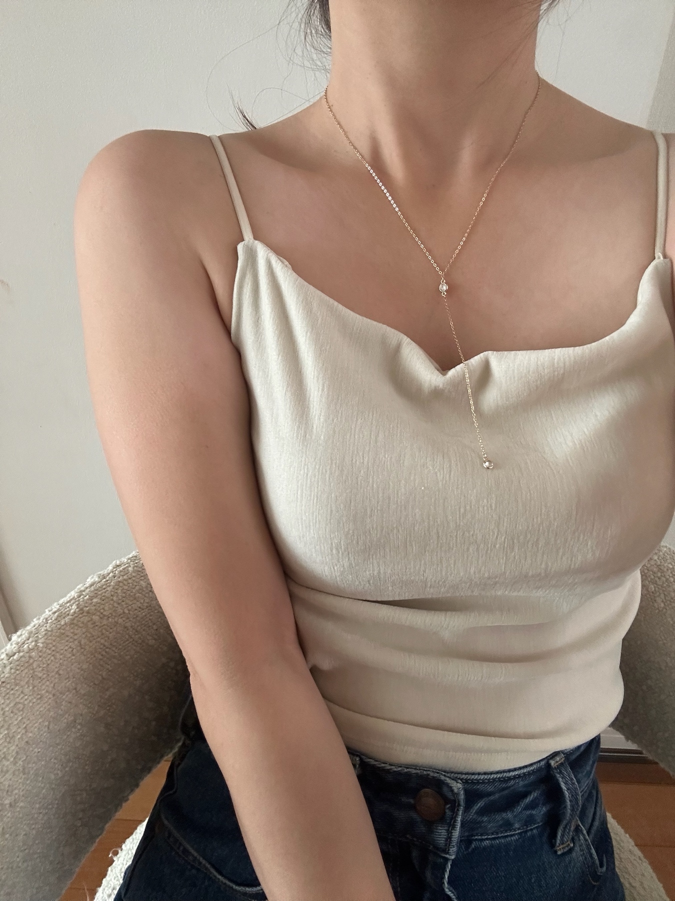 S925 hanging stone necklace