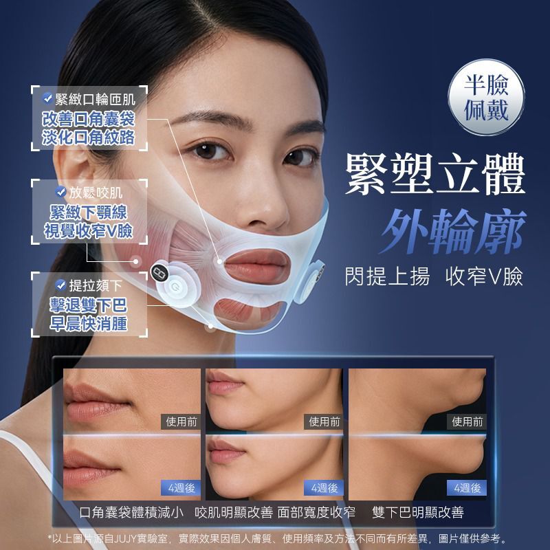 日本JUJY 穿戴式EMS＋TENS雙重微電流聚能3D高彈多模式提拉塑形面罩 T303 (2-3星期寄出)