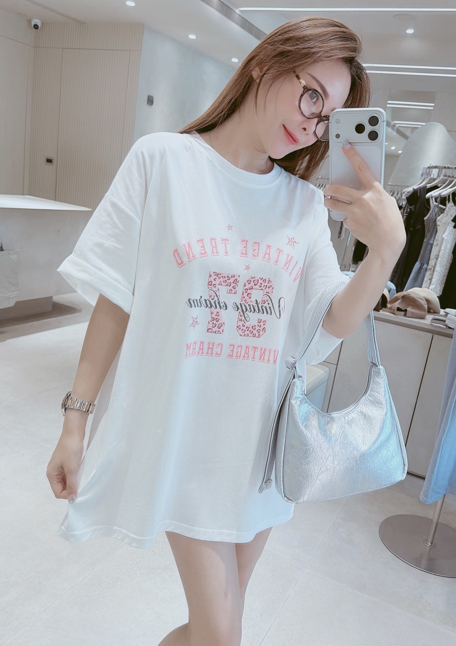 豹紋97英文寬鬆棉質衣
