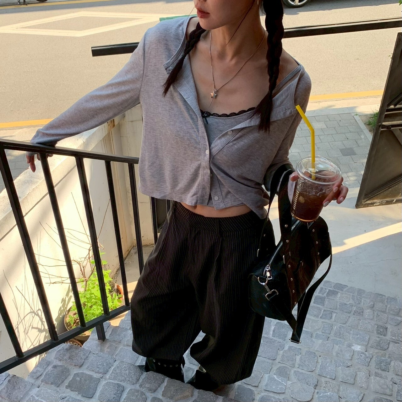 ISA_夏天離不開 人手一件薄針織排釦罩衫_64083