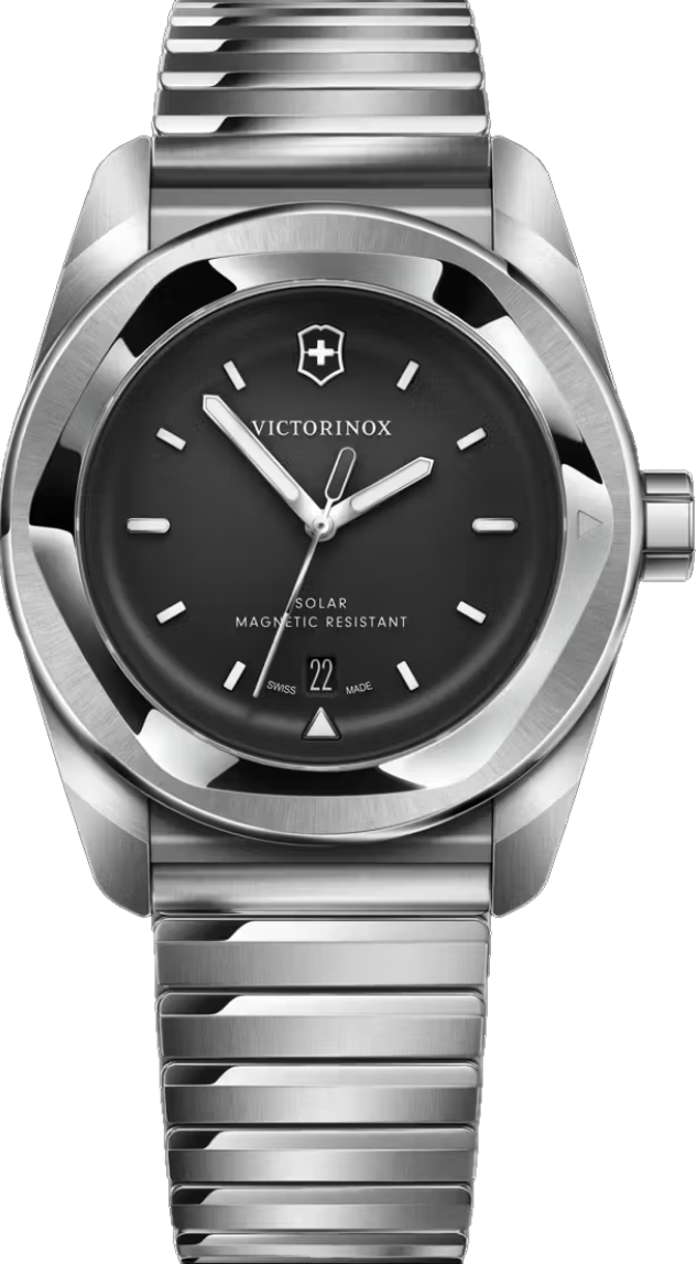 萬年鐘錶 - VICTORINOX SWISS ARMY 瑞士維氏  瑞士製造太陽能不鏽鋼錶帶男錶 242055 錶徑 : 39mm