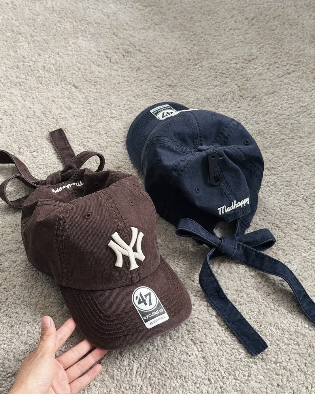 <給到夯>MLB x madhappy Yankees Washed Bowtie Hat 水洗 復古 蝴蝶結 綁帶 老帽 3色