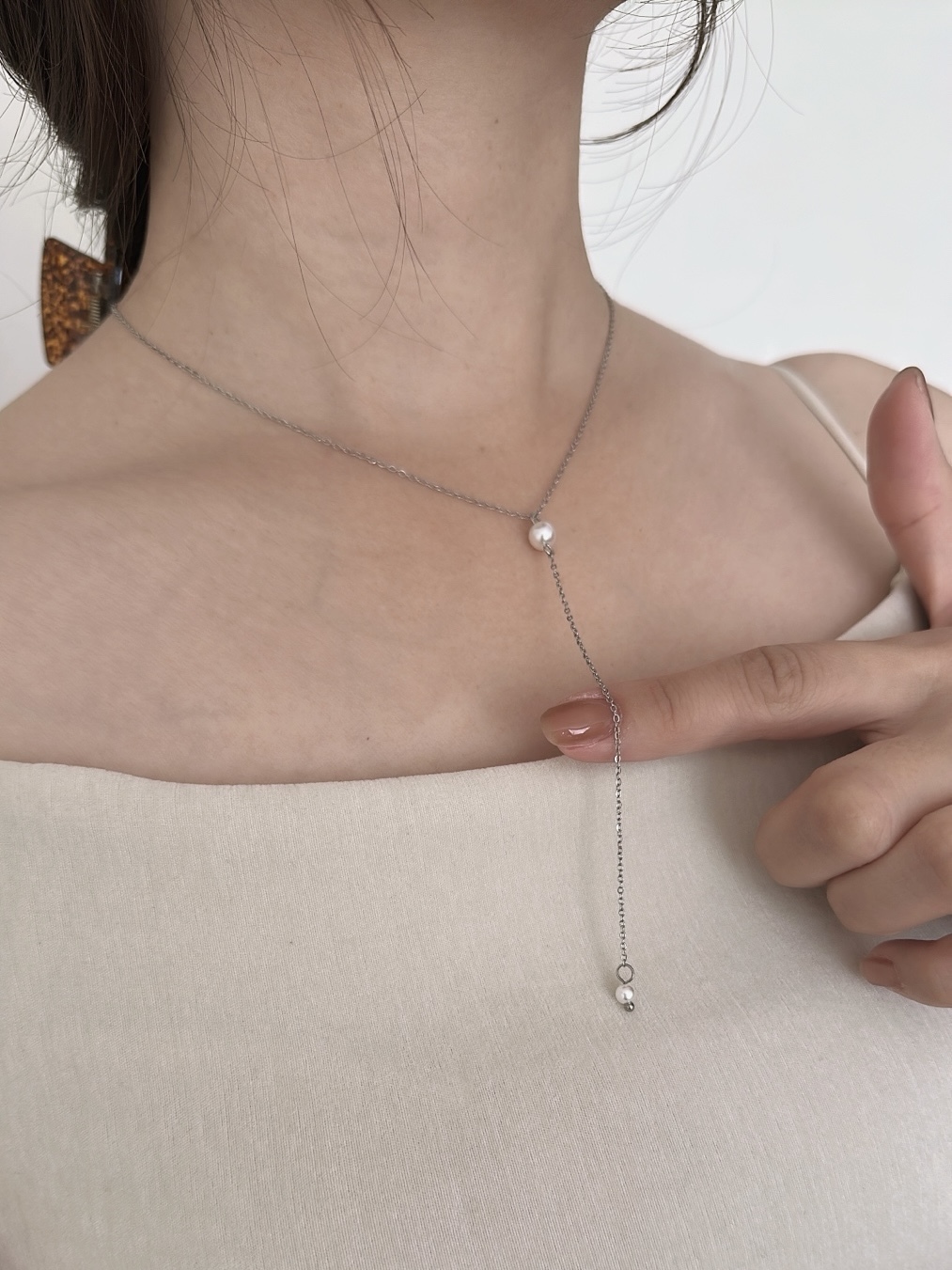 SS pearl drop necklace