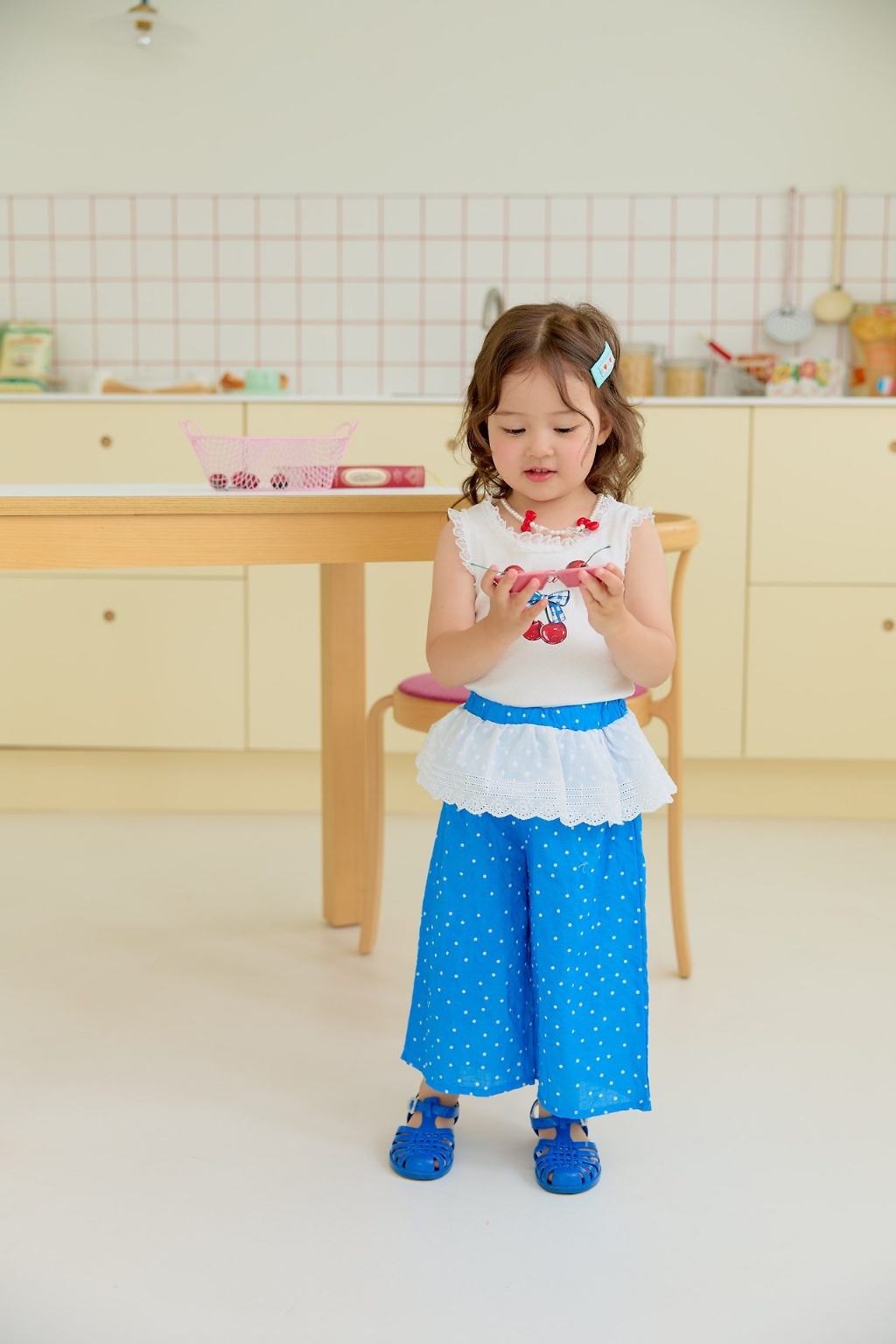 正韓夏sera 兩色米白拼接寬褲