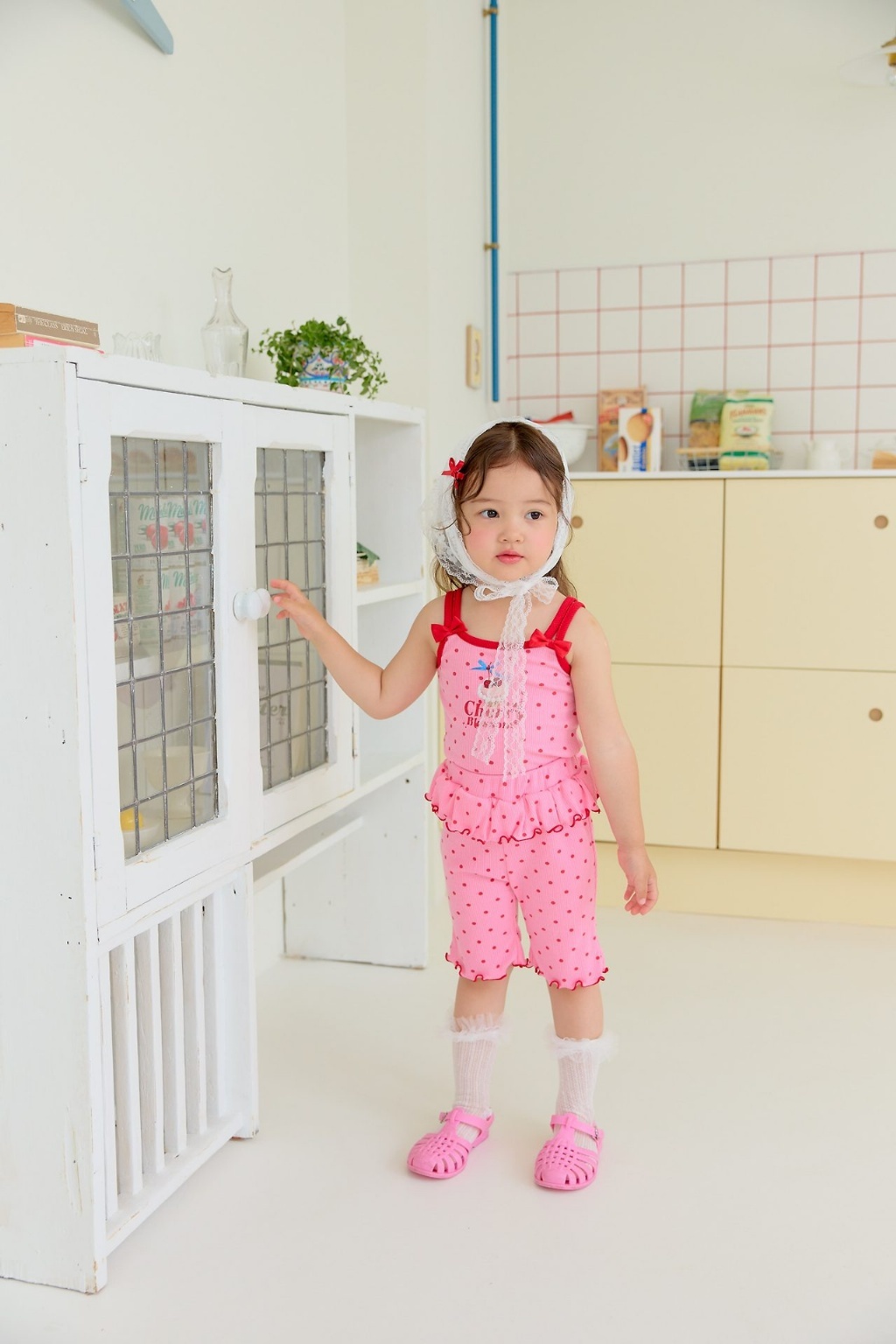 正韓夏sera 兩色櫻桃蛋糕木耳邊套裝