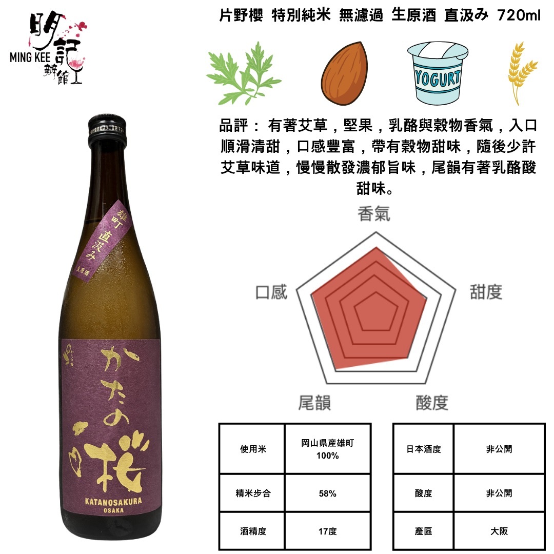 片野櫻 特別純⽶ 無濾過 ⽣原酒 -直汲み 720ml