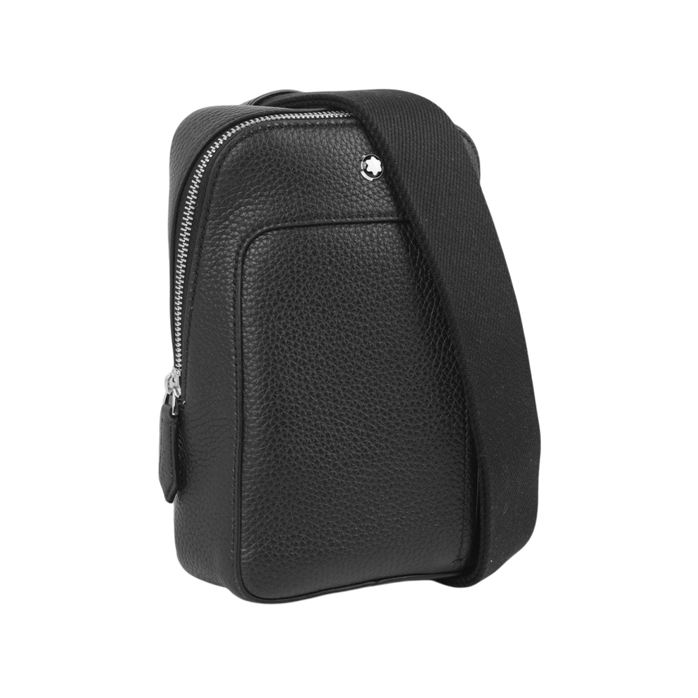 【Montblanc】Companion 粒紋牛皮拉鍊小款胸口包/隨身包(黑色)